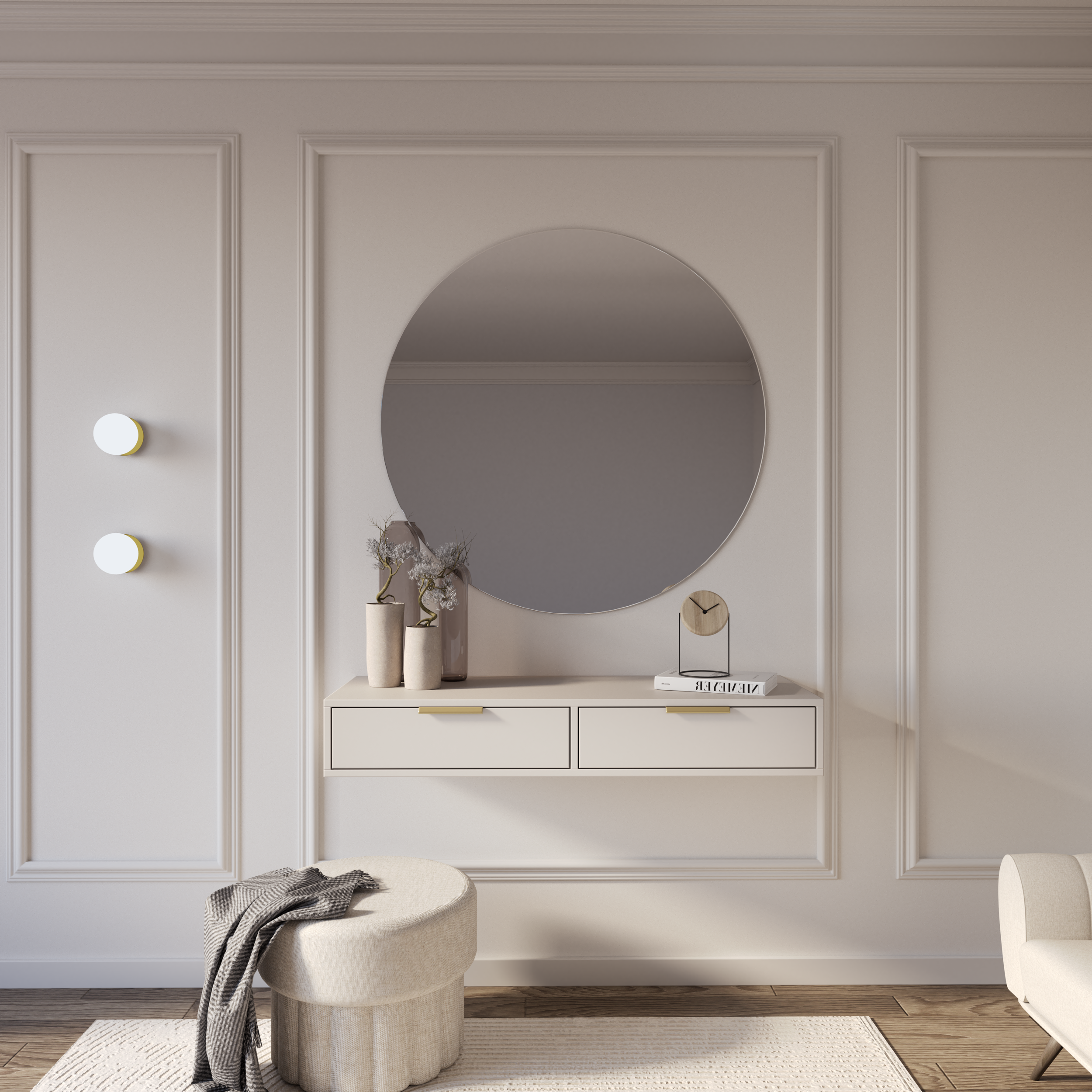 Toilettentisch Vena mit zwei Schubladen, 110 cm, Kaschmir