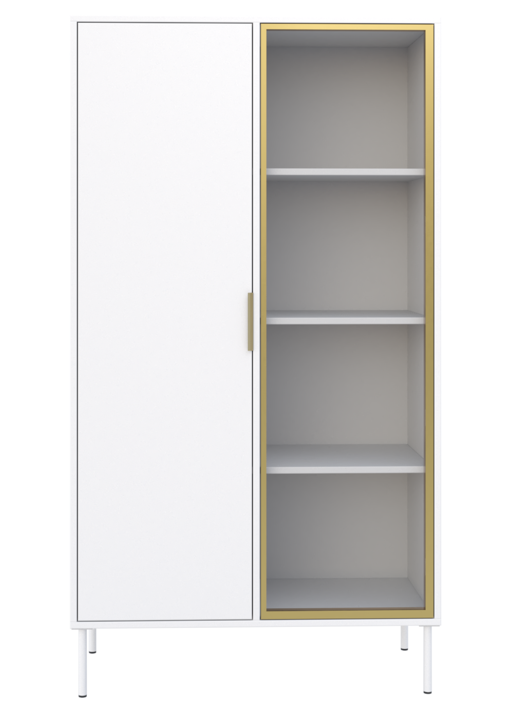 Zweiflügeliger Vena-Schrank mit Glasfront, 90 cm, Weiß