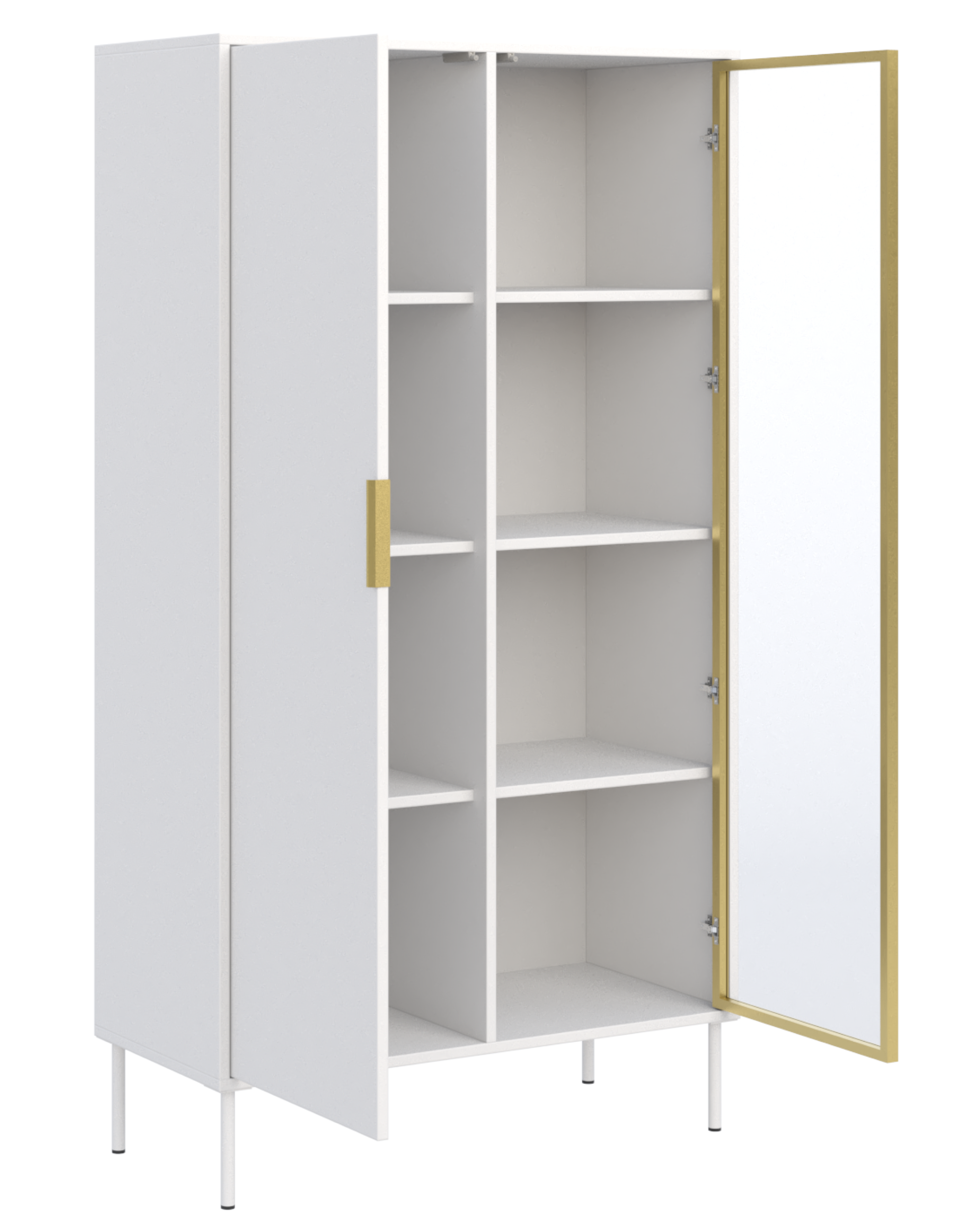 Zweiflügeliger Vena-Schrank mit Glasfront, 90 cm, Weiß