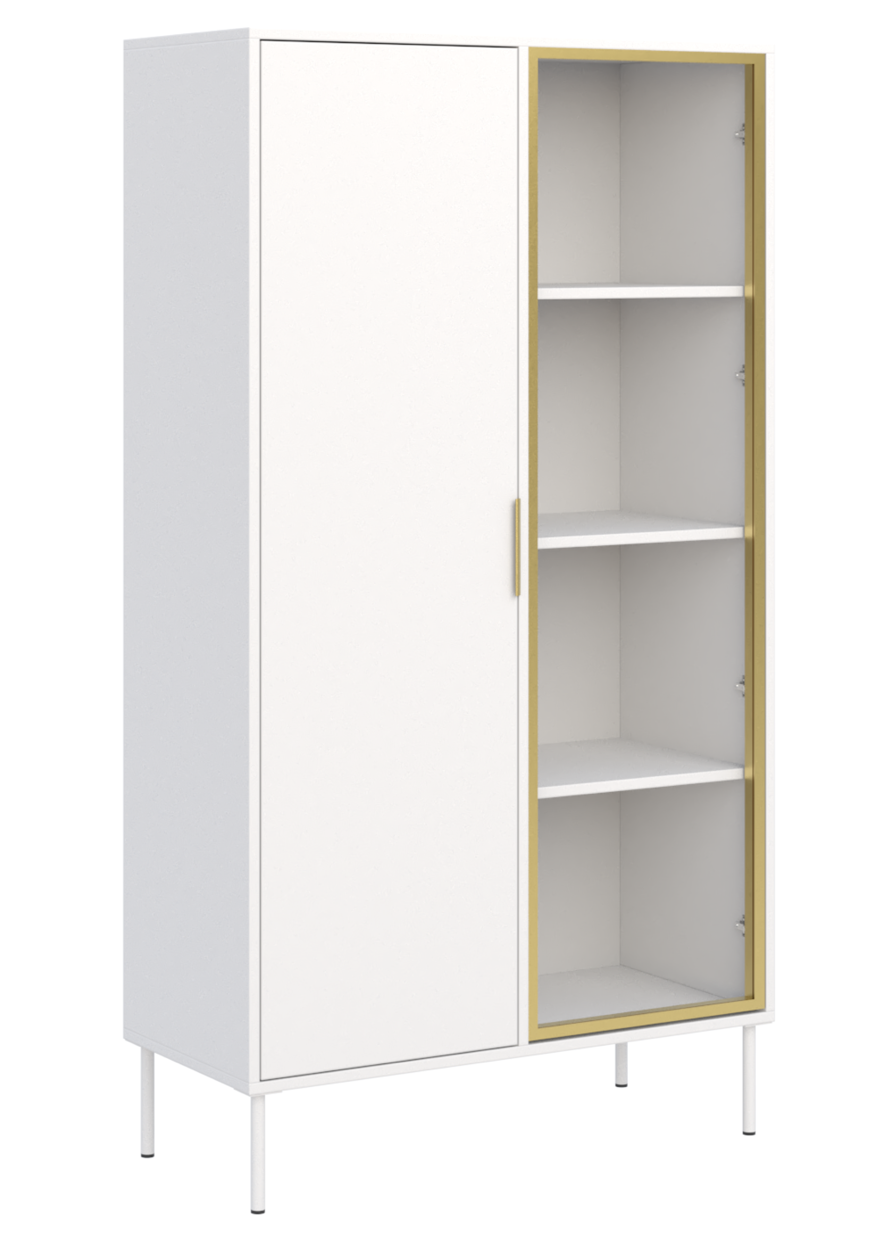 Zweiflügeliger Vena-Schrank mit Glasfront, 90 cm, Weiß