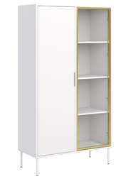 Zweiflügeliger Vena-Schrank mit Glasfront, 90 cm, Weiß