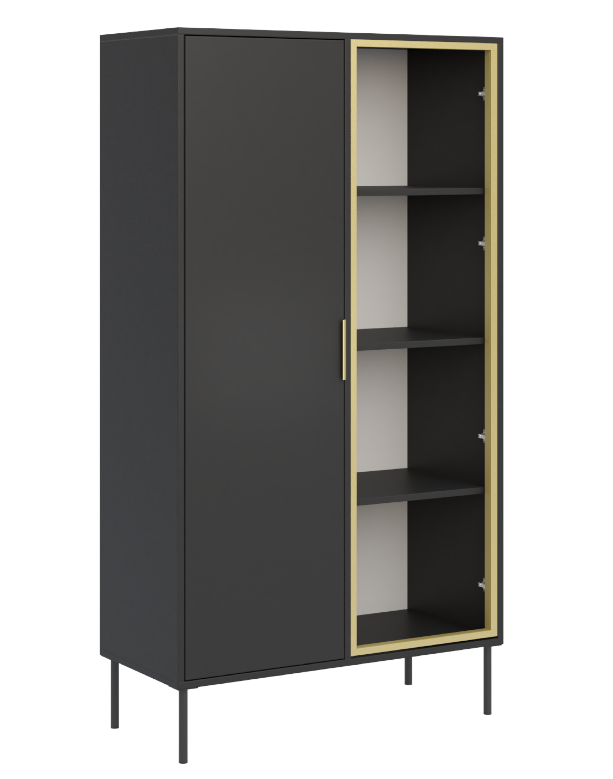 Zweiflügeliger Vena-Schrank mit Glasfront 90 cm, schwarz
