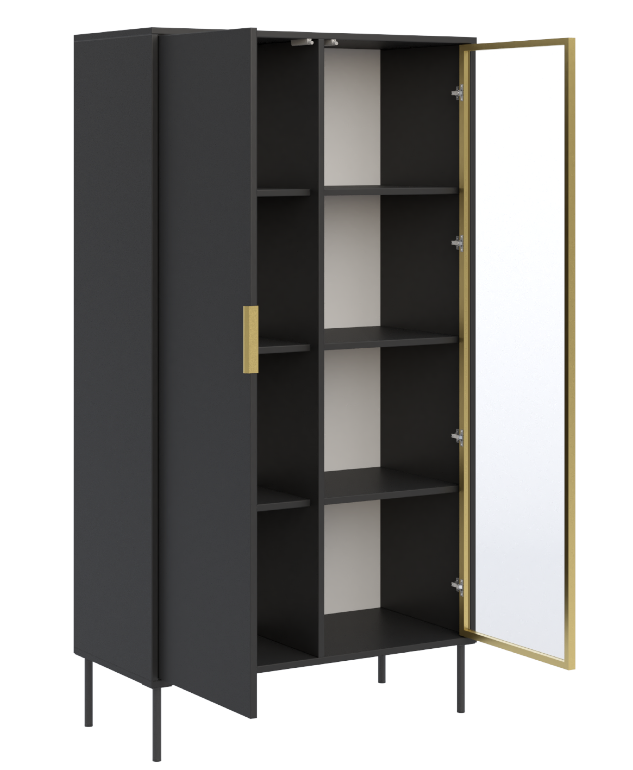 Zweiflügeliger Vena-Schrank mit Glasfront 90 cm, schwarz