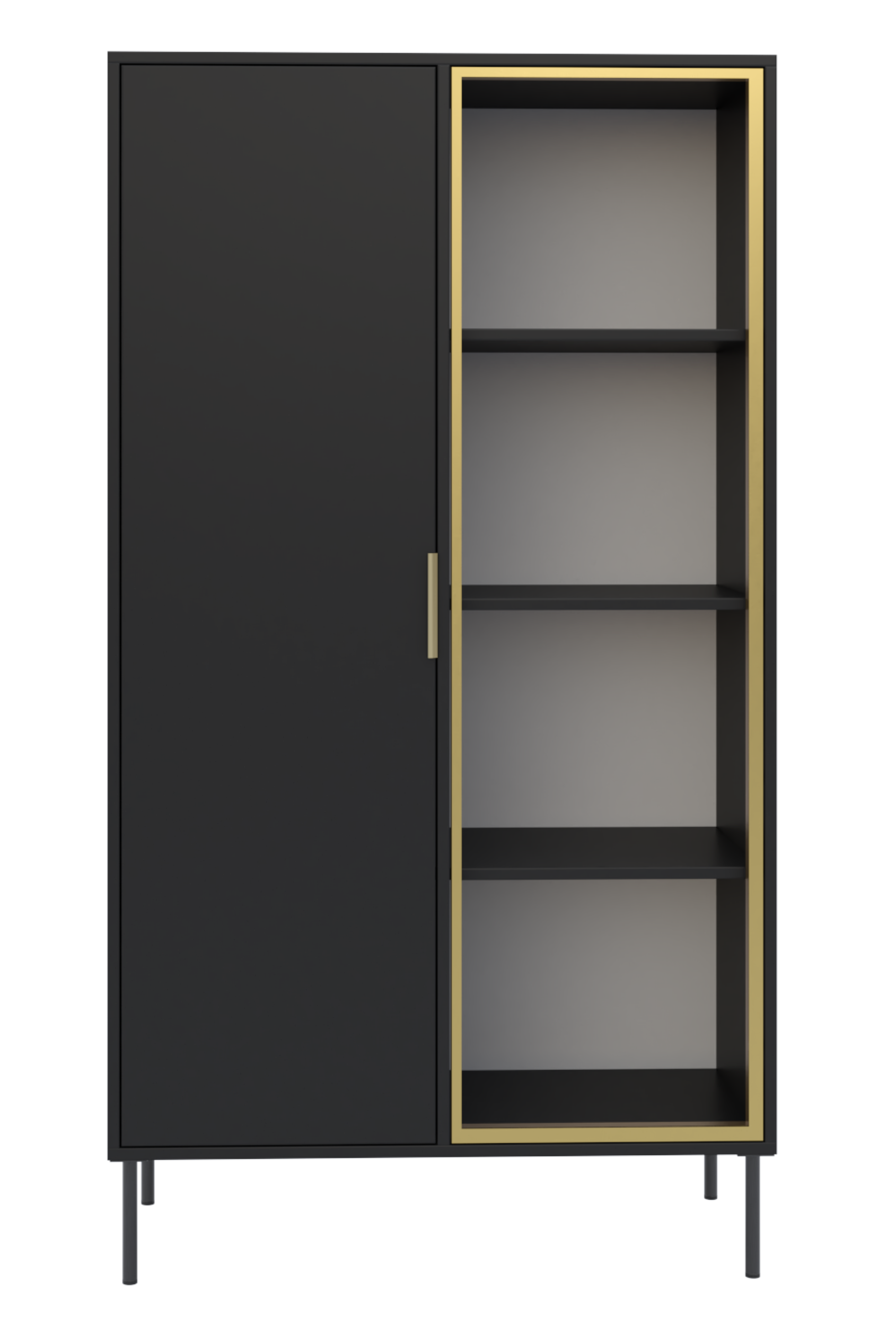 Zweiflügeliger Vena-Schrank mit Glasfront 90 cm, schwarz