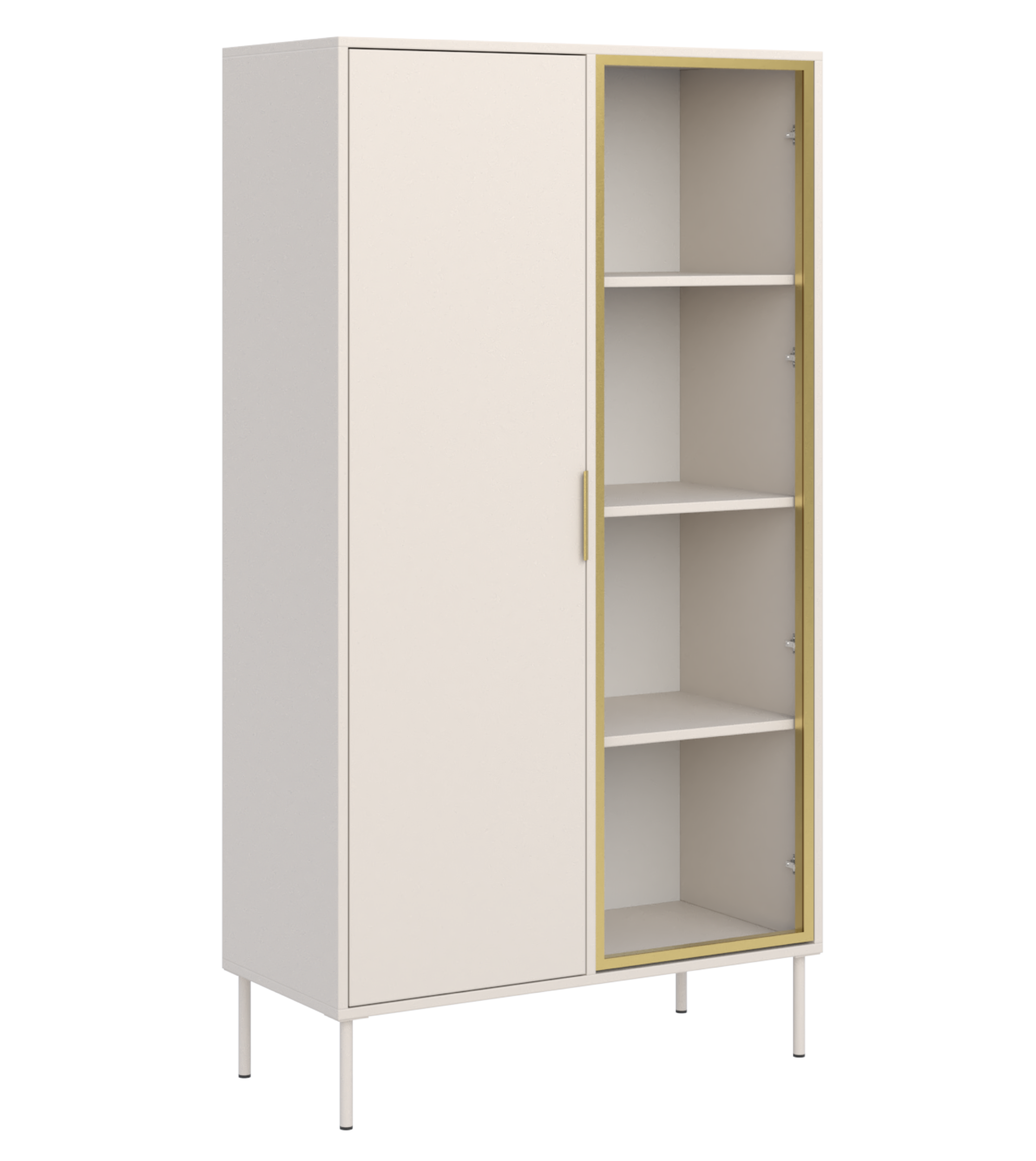 Zweiflügeliger Vena-Schrank mit 90 cm kaschmirfarbenem Glasfrontpanel
