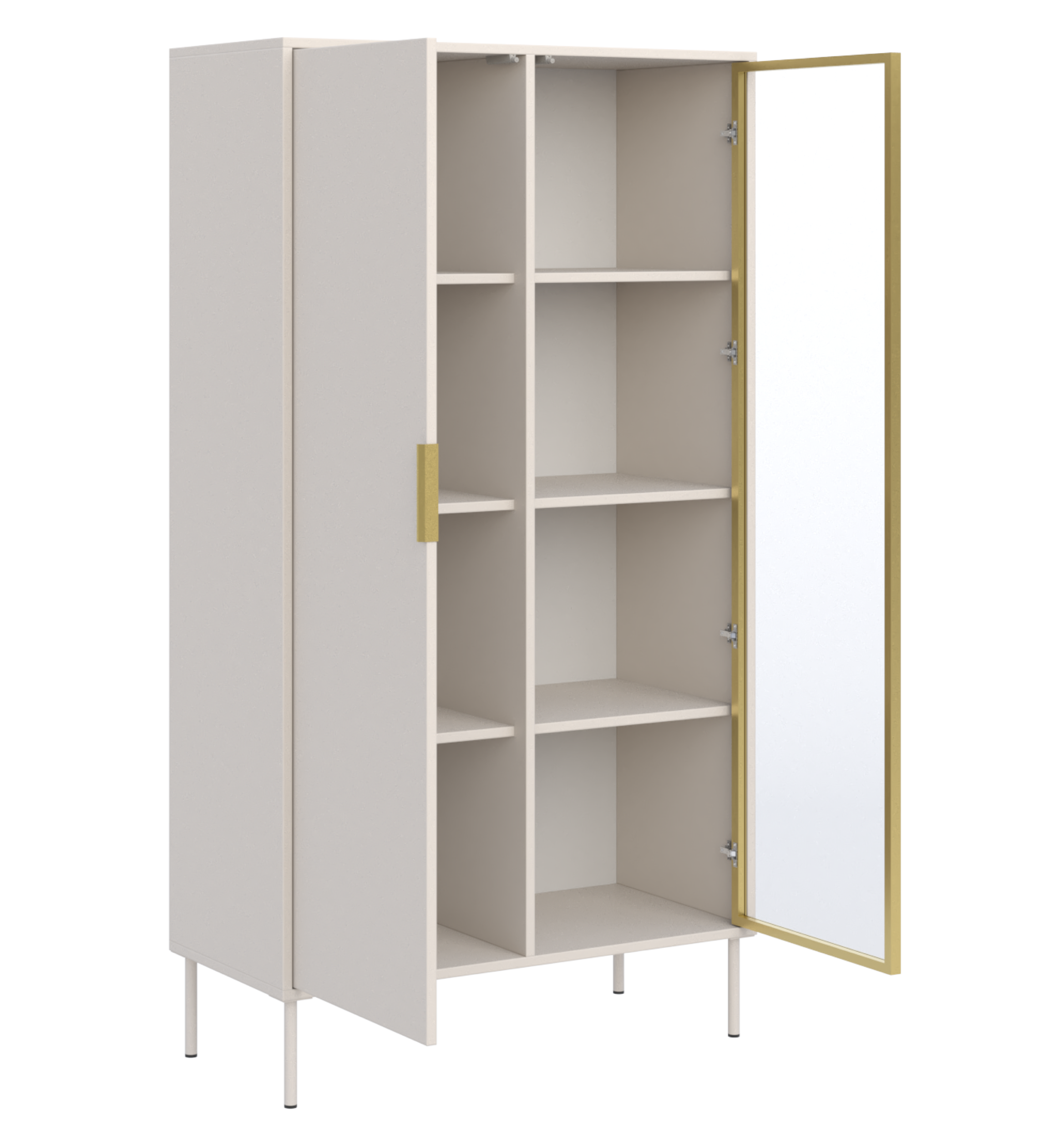 Zweiflügeliger Vena-Schrank mit 90 cm kaschmirfarbenem Glasfrontpanel