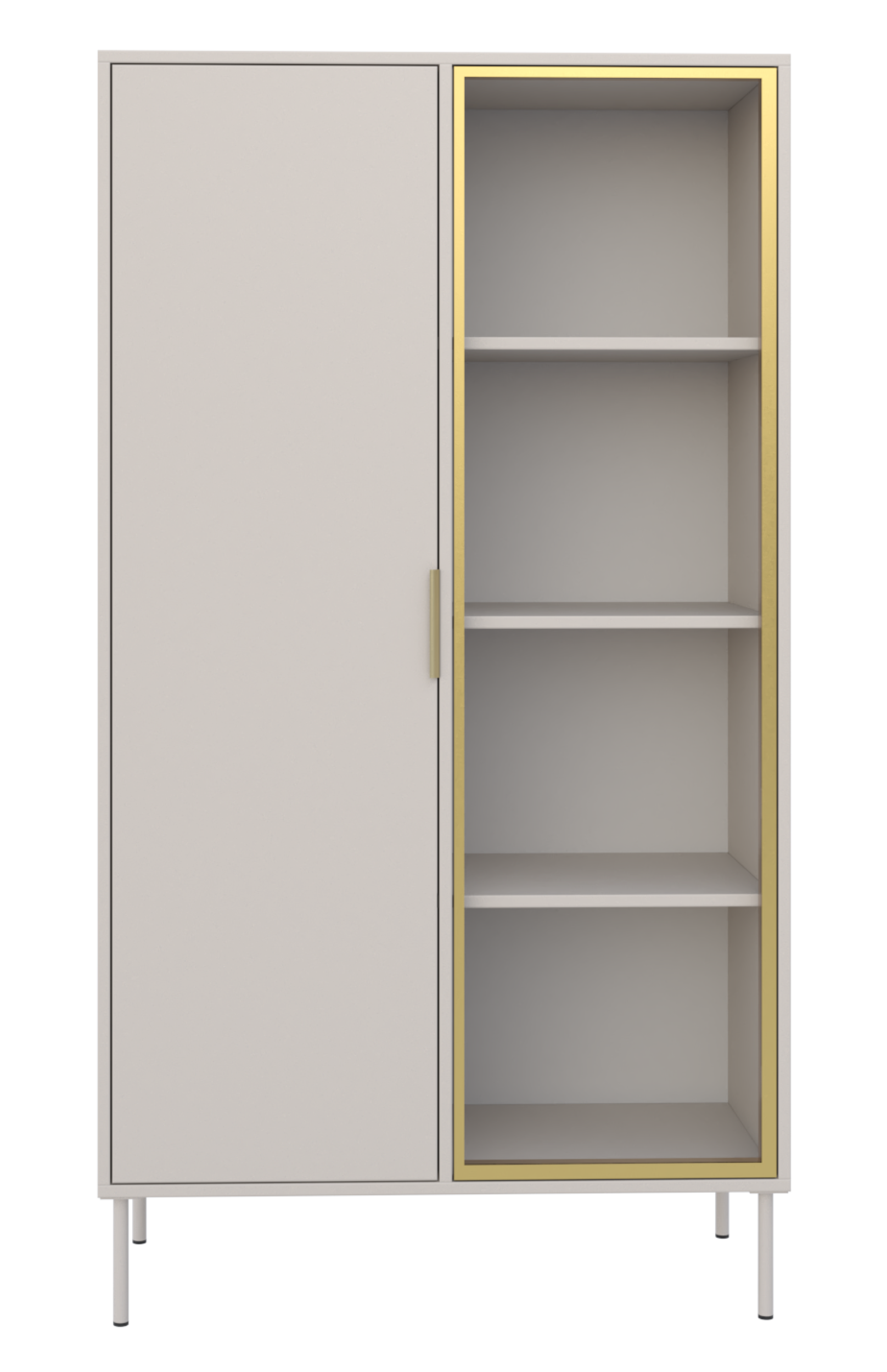 Zweiflügeliger Vena-Schrank mit 90 cm kaschmirfarbenem Glasfrontpanel