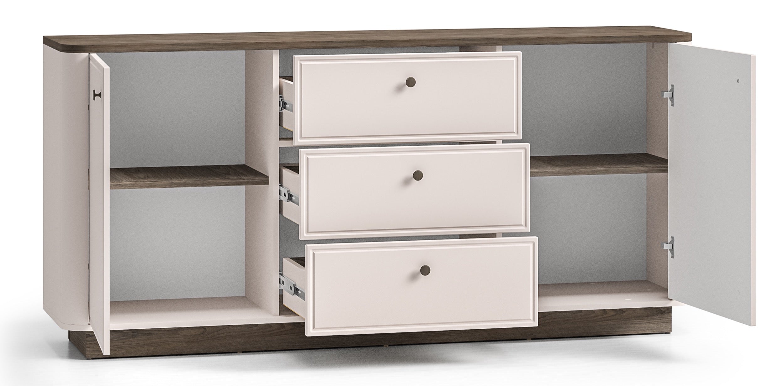 Zweiturige Kommode Vilavio mit drei Schubladen 180 cm Kaschmir/Windmill Dark Eiche