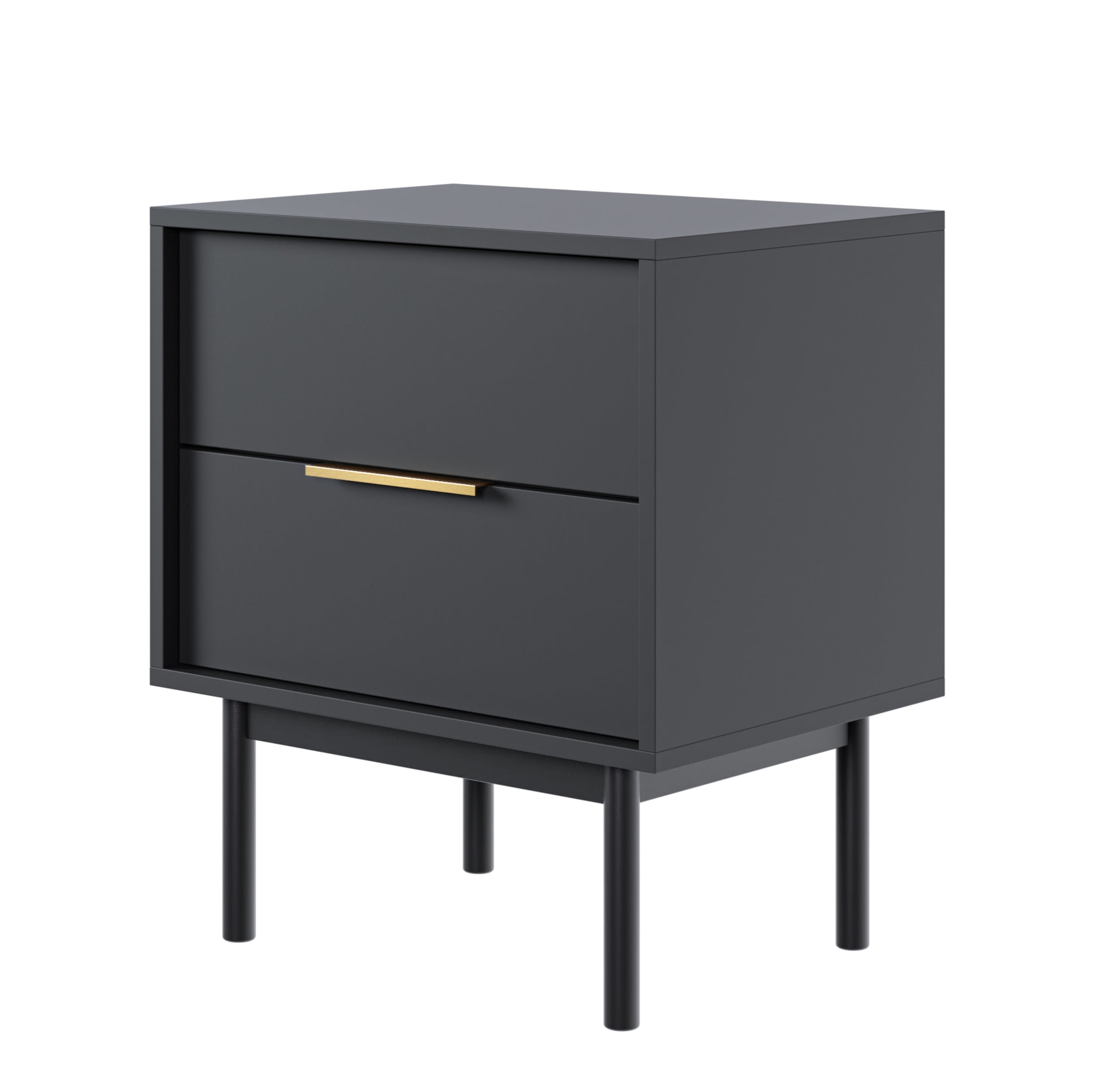 Viviaro Nachttisch mit zwei Schubladen 54 cm Schwarz