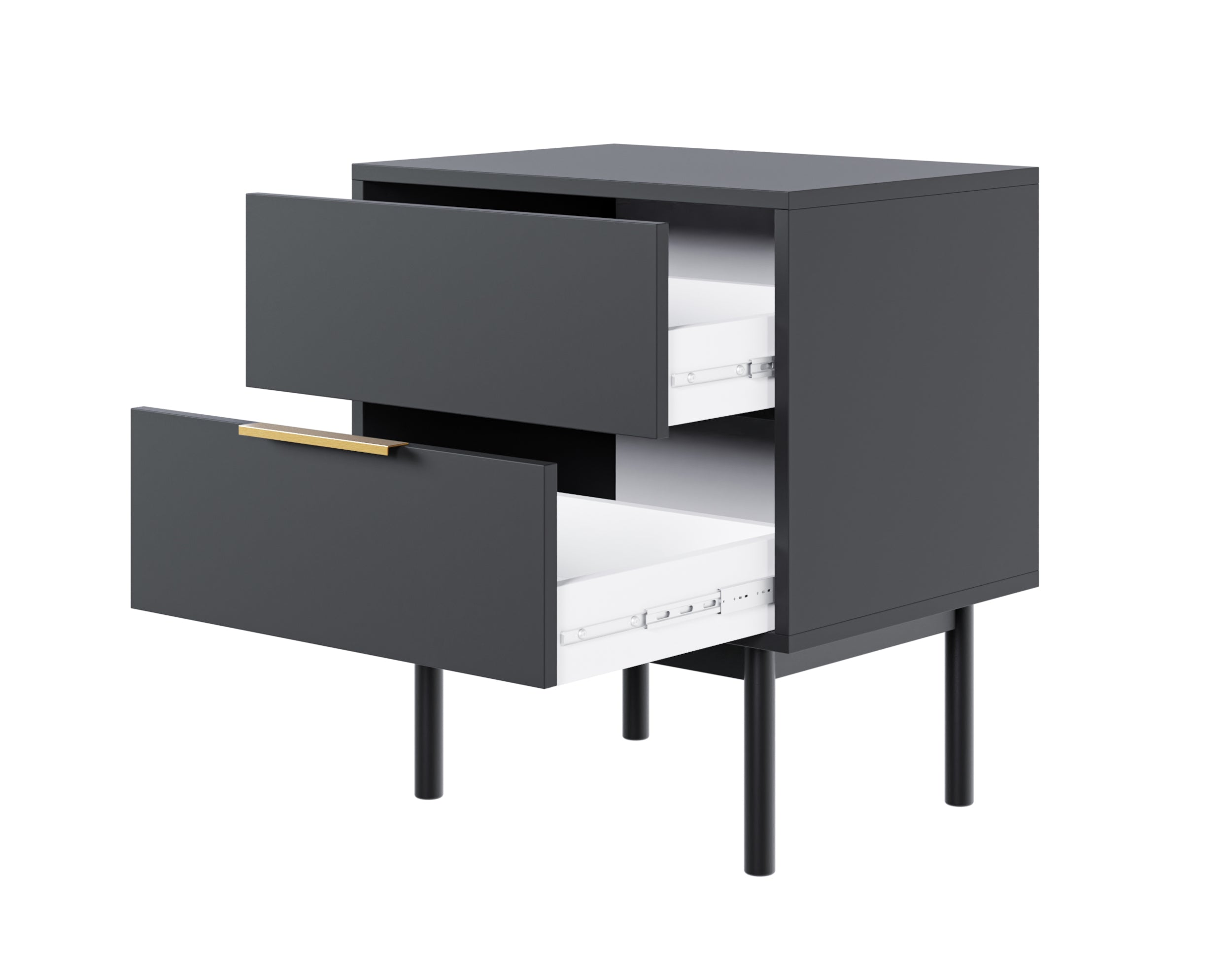 Viviaro Nachttisch mit zwei Schubladen 54 cm Schwarz