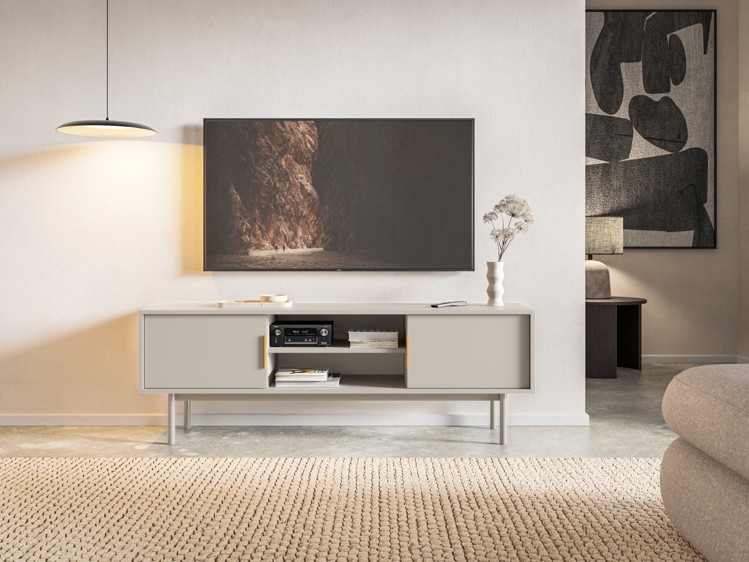 Viviaro TV-Schrank mit zwei Türen und Nischen, 154 cm, Kaschmir