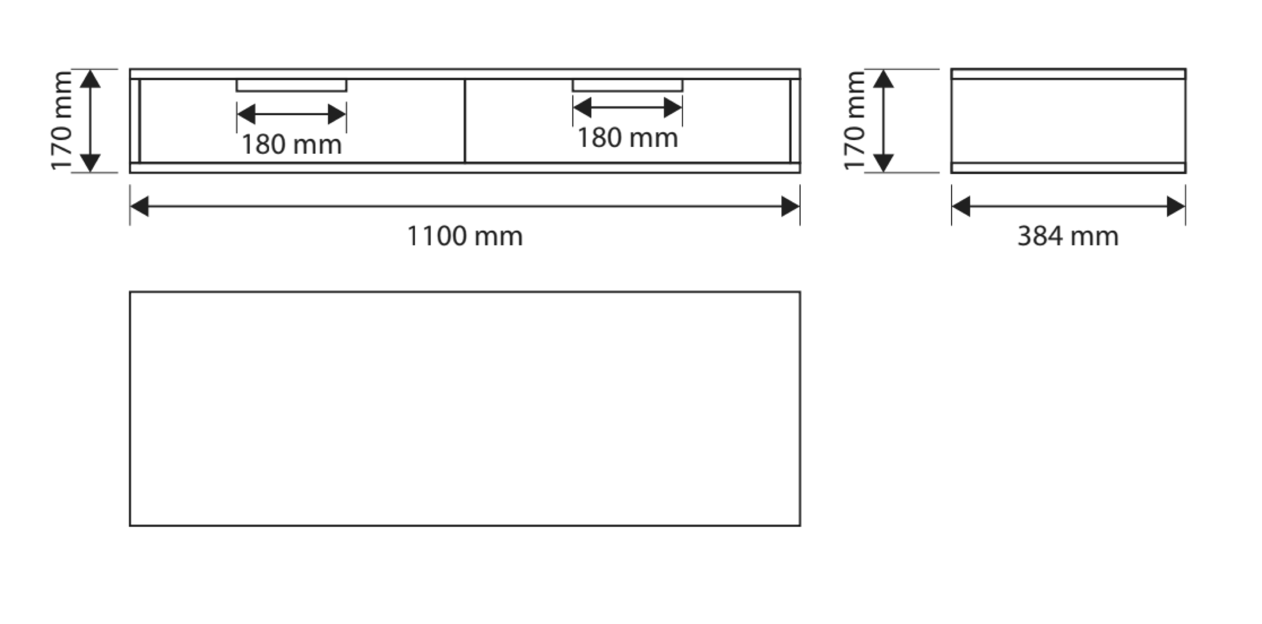 Hängender Schminktisch Viviaro mit zwei Schubladen, 110 cm, Kaschmirfarben