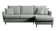 Ecksofa mit Schlaffunktion Volio, grauer wasserabweisender Samt, schwarze Beine