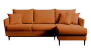 Ecksofa mit Schlaffunktion Volio, kupferfarbener wasserabweisender Samt, universell, schwarze Beine