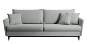 Dreisitziges ausklappbares Sofa Volio, grau, Velours, wasserabweisend, schwarze Beine