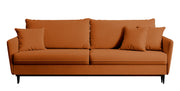 Dreisitziges ausklappbares Sofa Volio in kupferfarbenem Samt, hydrophob, schwarze Beine