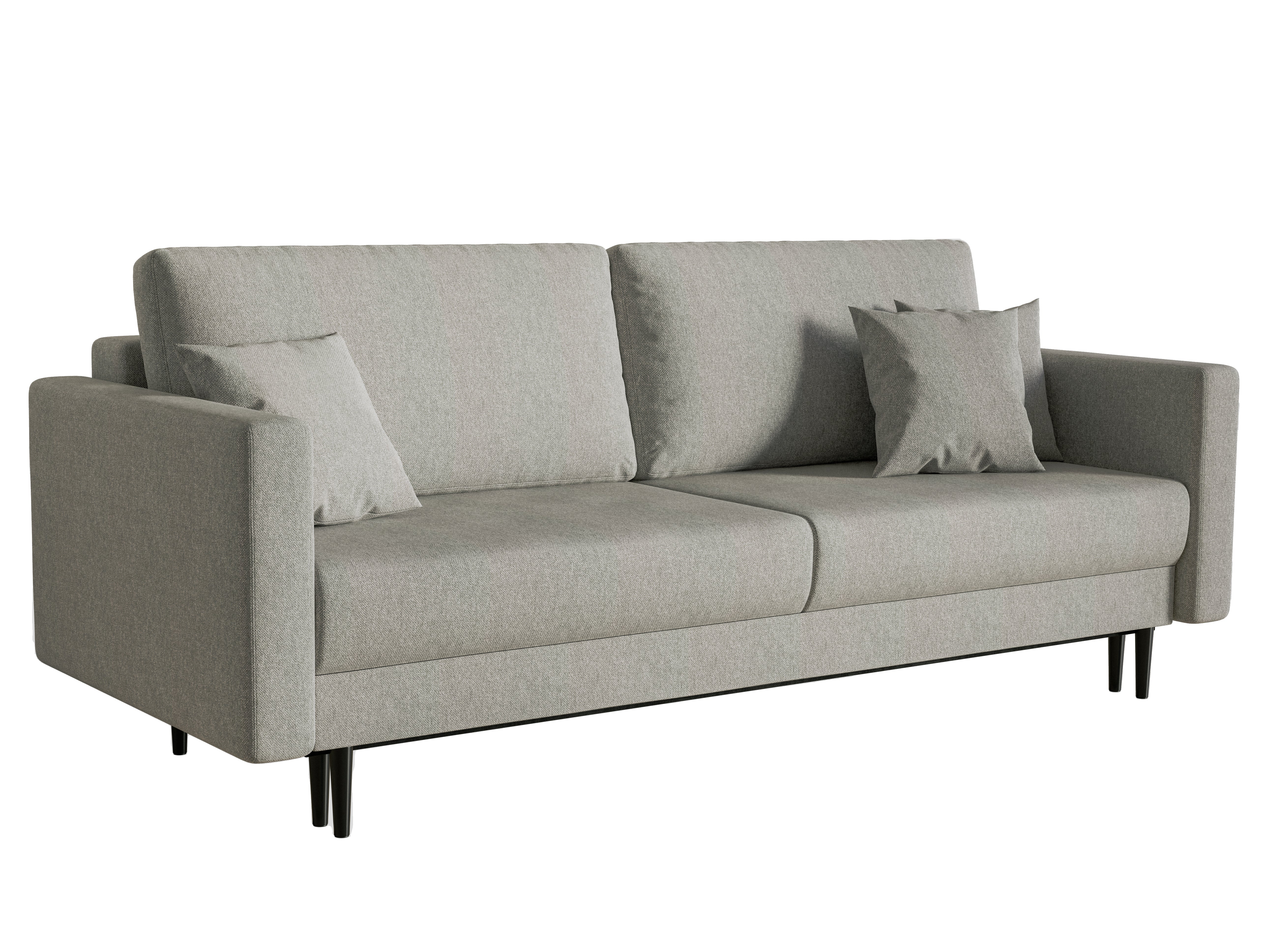 Ausziehbares Dreisitzer-Sofa Valico in Grau aus pflegeleichtem Chenille-Stoff, schwarze Beine