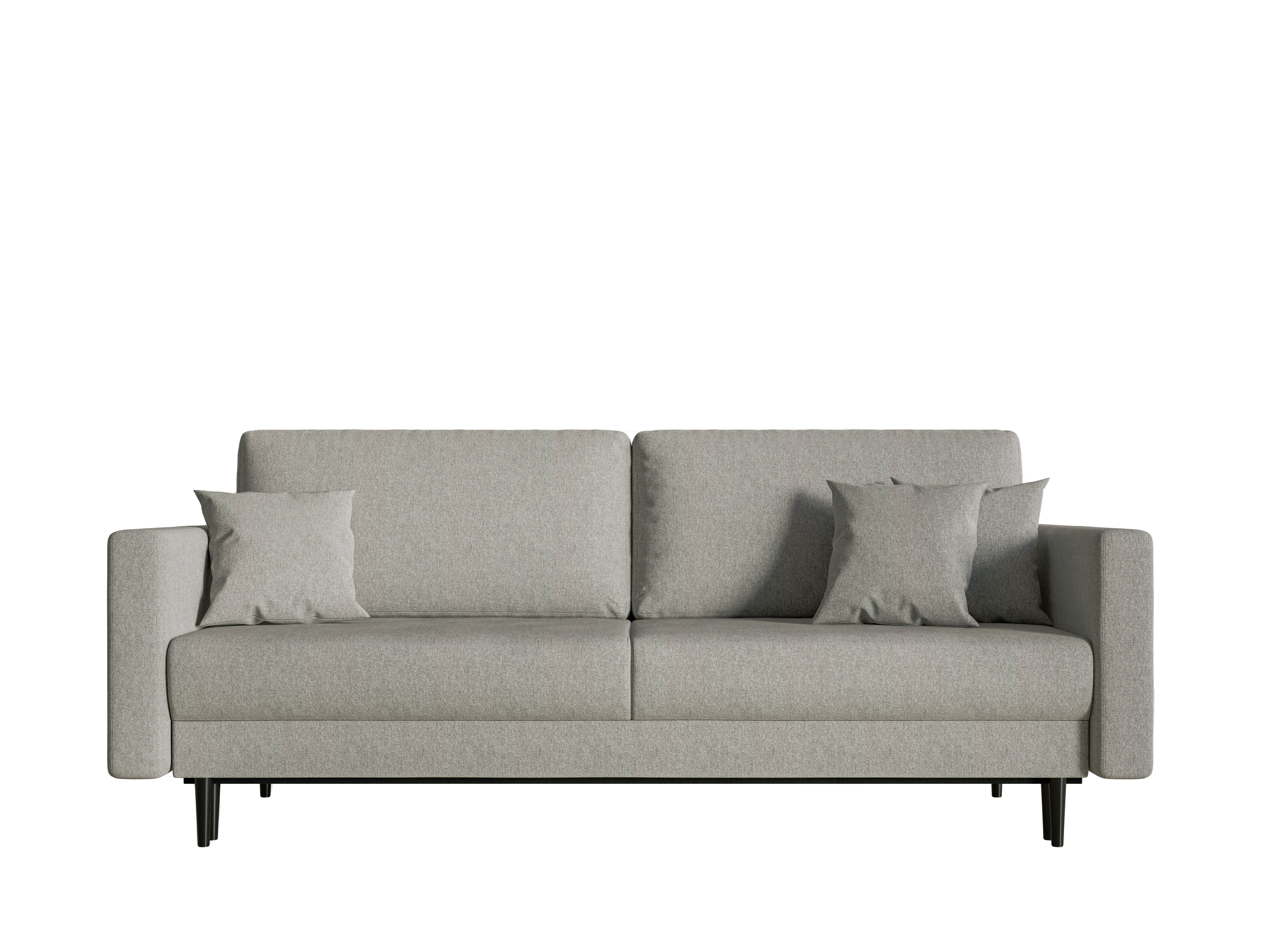 Ausziehbares Dreisitzer-Sofa Valico in Grau aus pflegeleichtem Chenille-Stoff, schwarze Beine