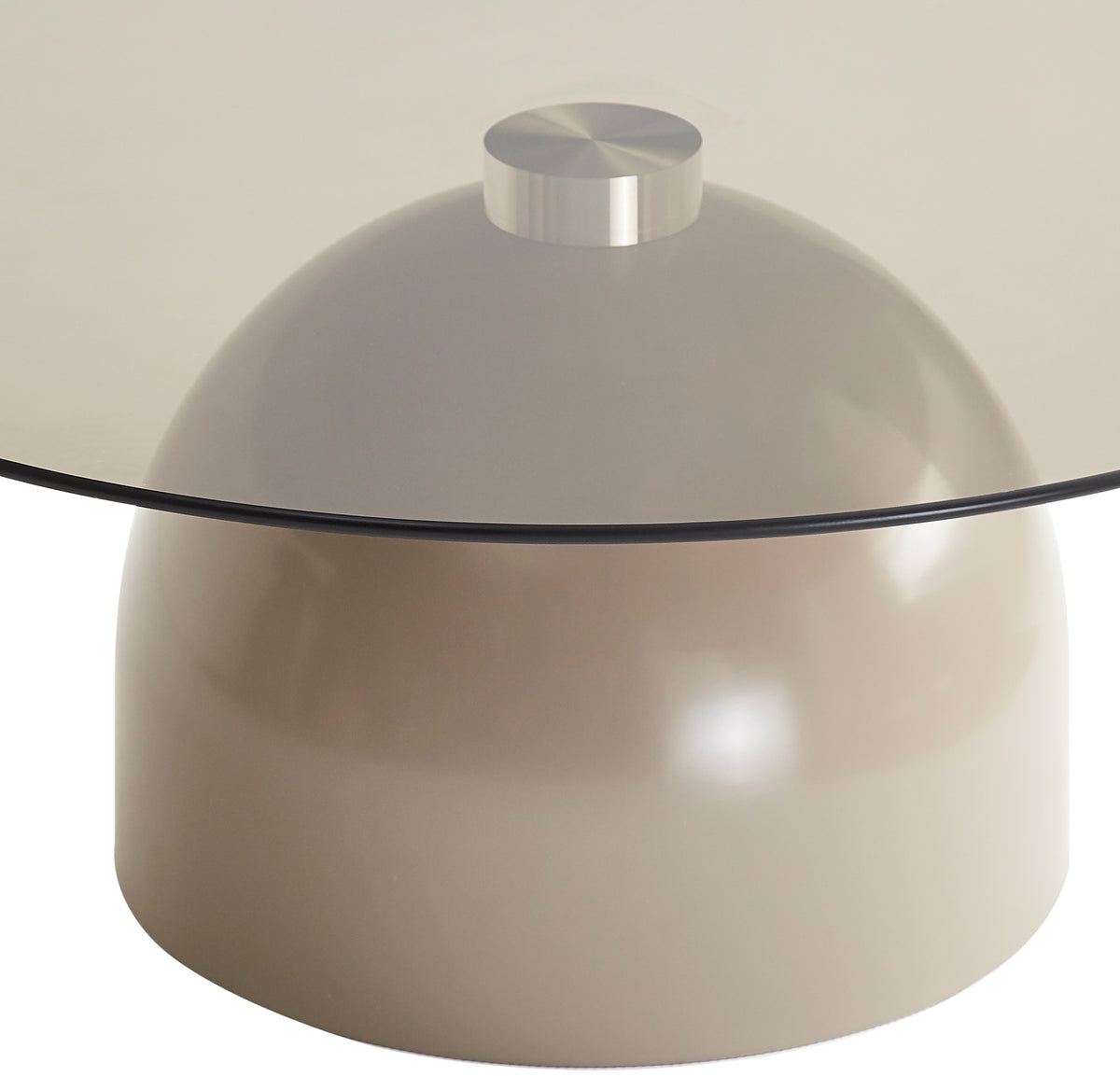 Velmorra Couchtisch rund, Durchmesser 80 cm, mit rauchfarbenem Glasplatte und kaschmirfarbenem Metallgestell