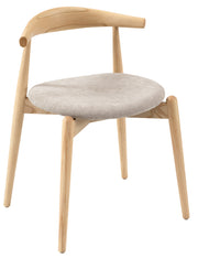 Holzstuhl für das Esszimmer Perally mit pflegeleichtem Stoff in beige Chenille/natürliche Eiche