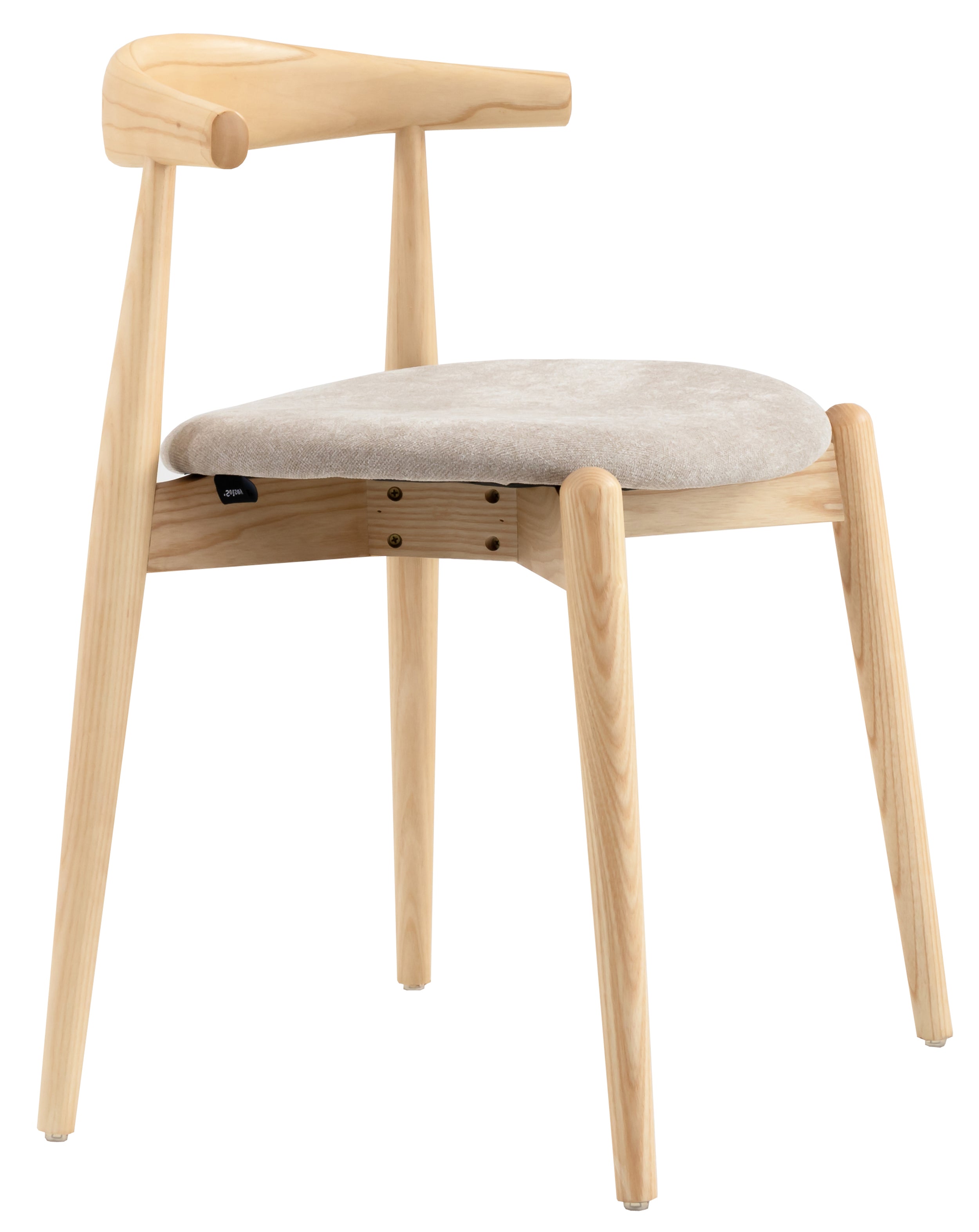 Holzstuhl für das Esszimmer Perally mit pflegeleichtem Stoff in beige Chenille/natürliche Eiche
