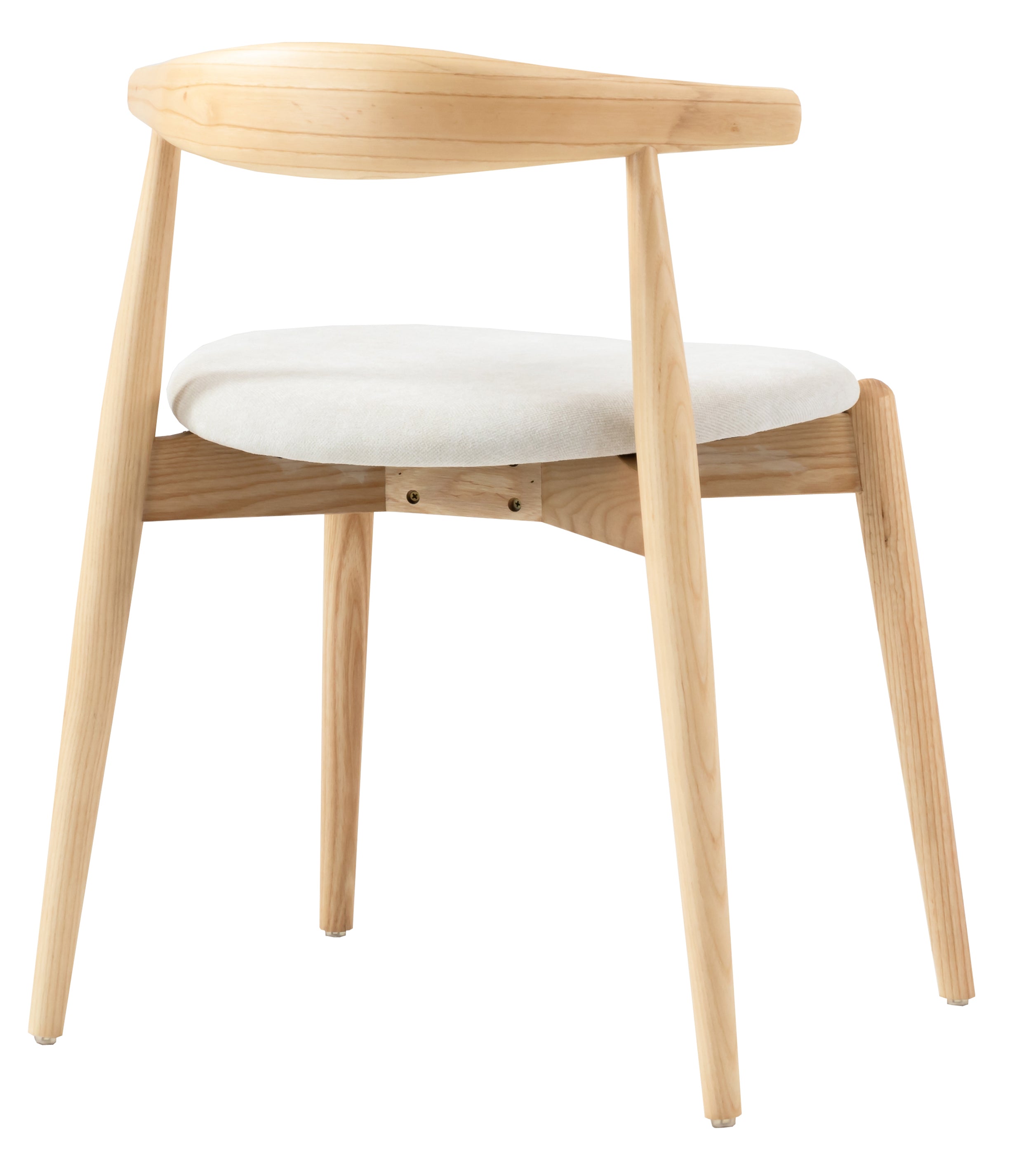 Holzstuhl für das Esszimmer Perally mit pflegeleichtem Stoff in cremefarbenem Chenille/Natur-Eiche