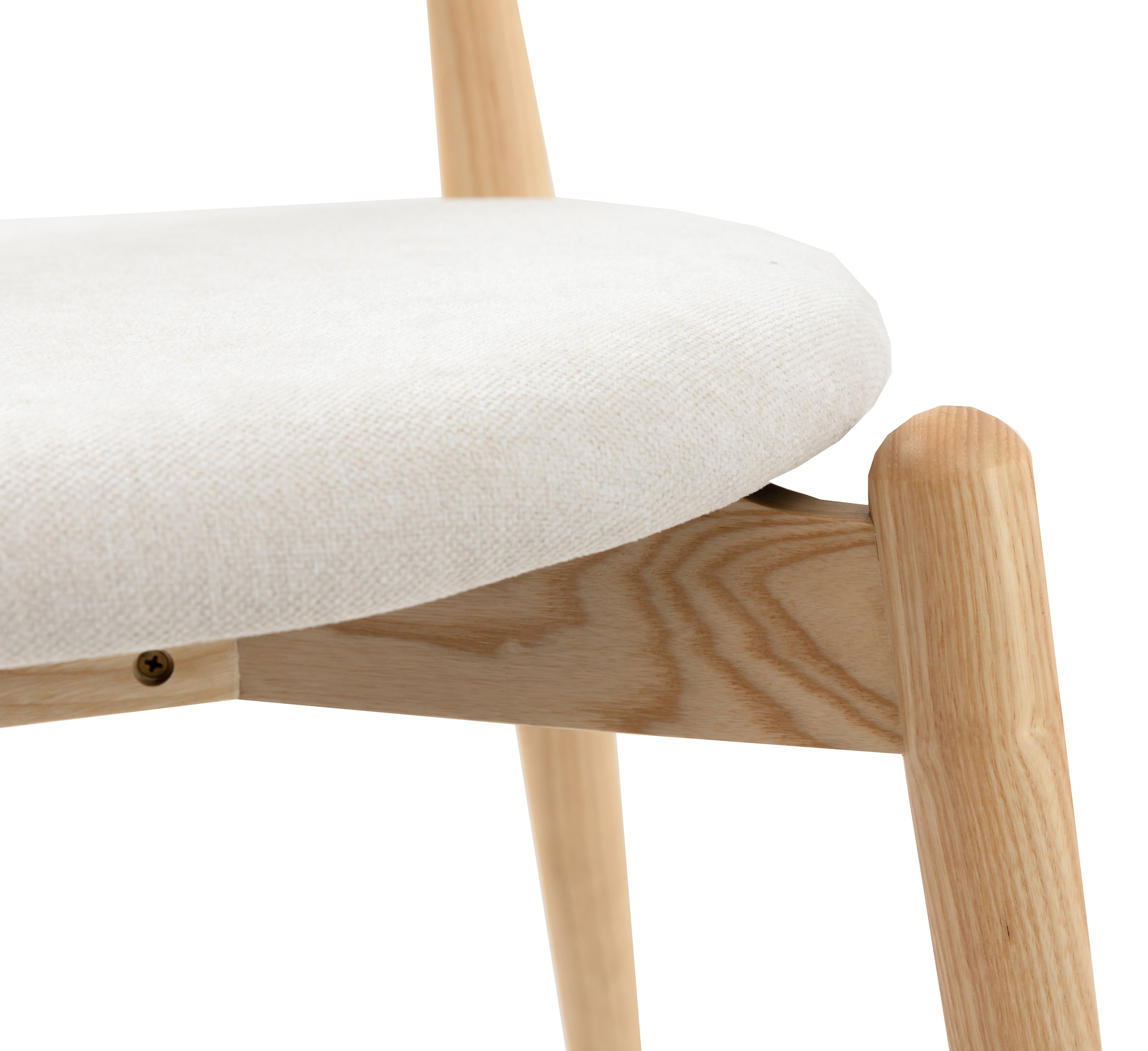 Holzstuhl für das Esszimmer Perally mit pflegeleichtem Stoff in cremefarbenem Chenille/Natur-Eiche