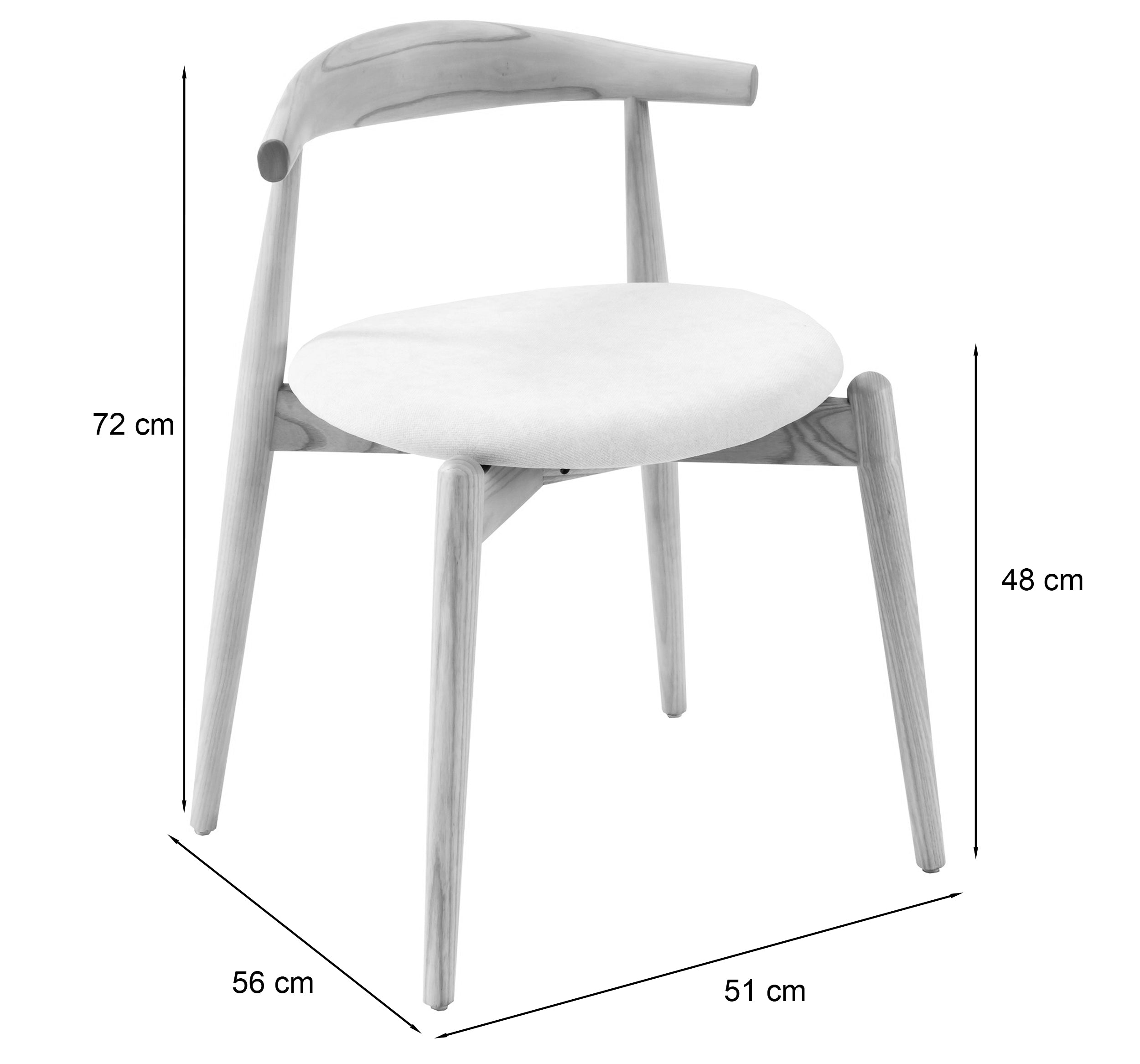 Holzstuhl für das Esszimmer Perally mit pflegeleichtem Stoff in cremefarbenem Chenille/Natur-Eiche