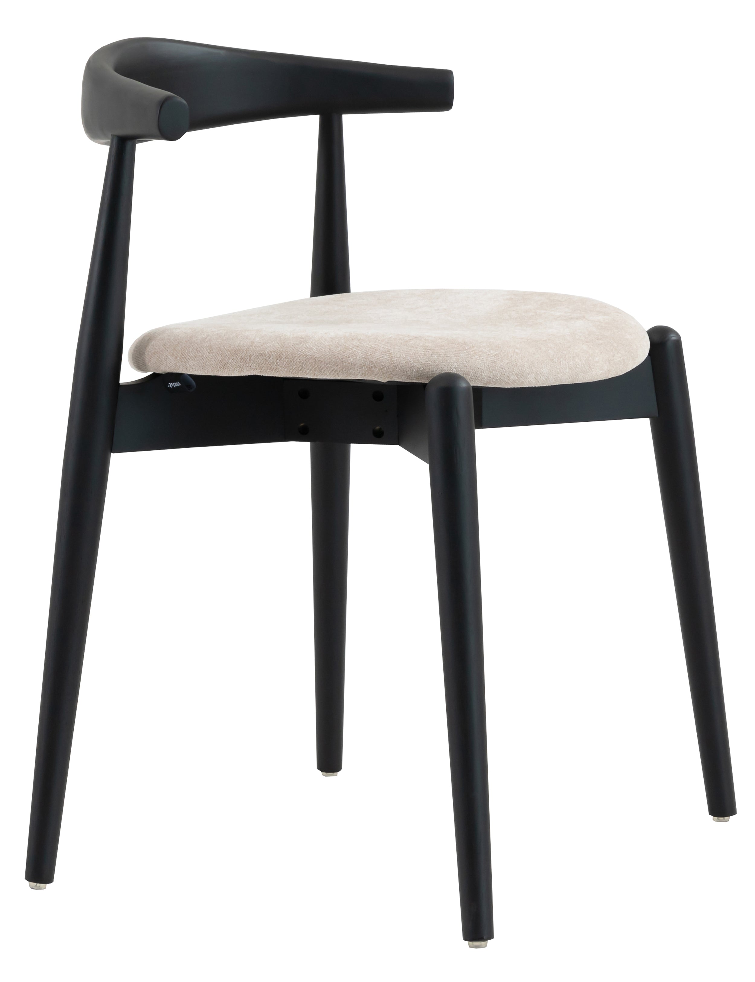 Holzstuhl für das Esszimmer Dinesse mit pflegeleichtem Stoff in beige Chenille/schwarz