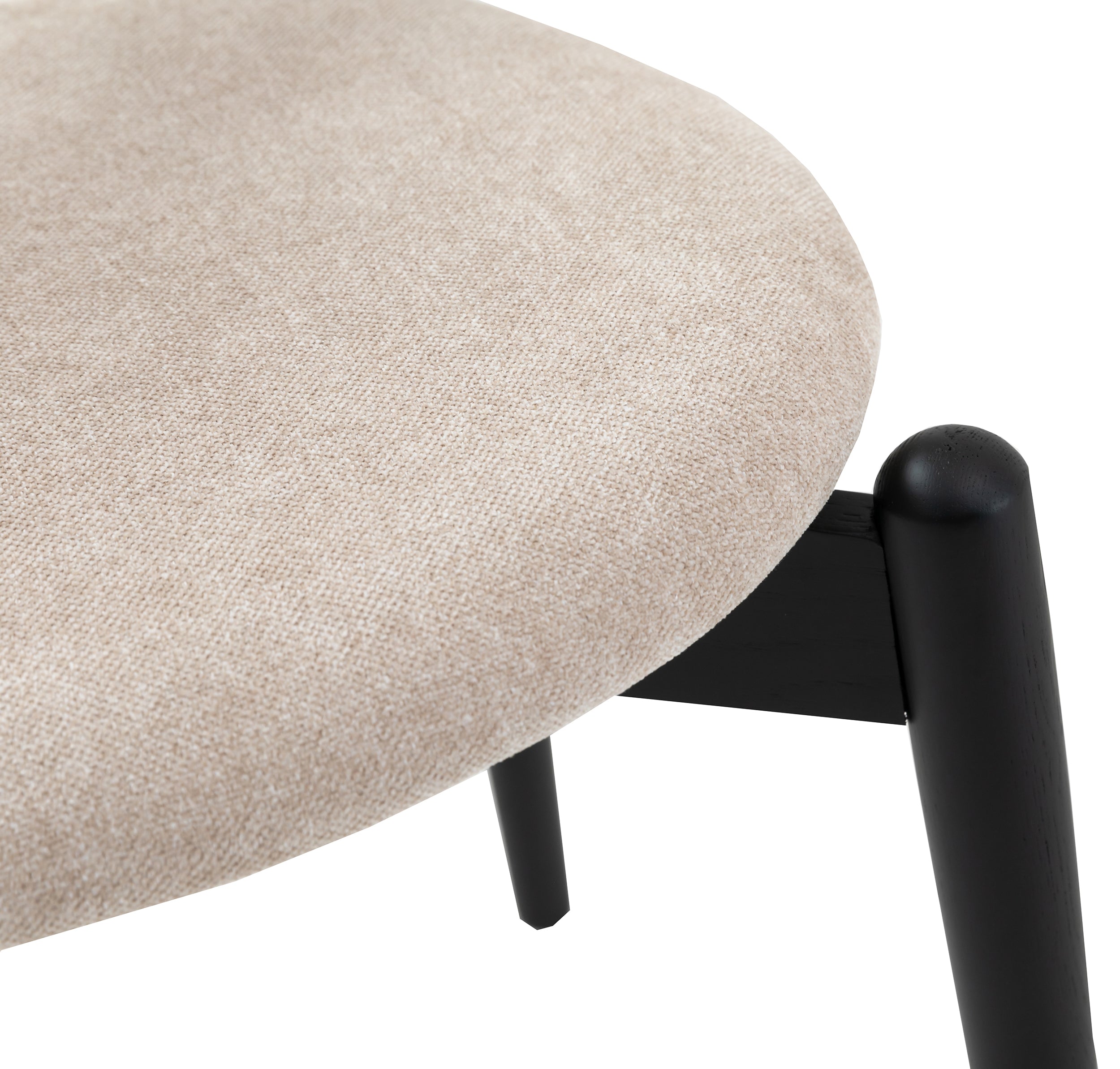 Holzstuhl für das Esszimmer Dinesse mit pflegeleichtem Stoff in beige Chenille/schwarz