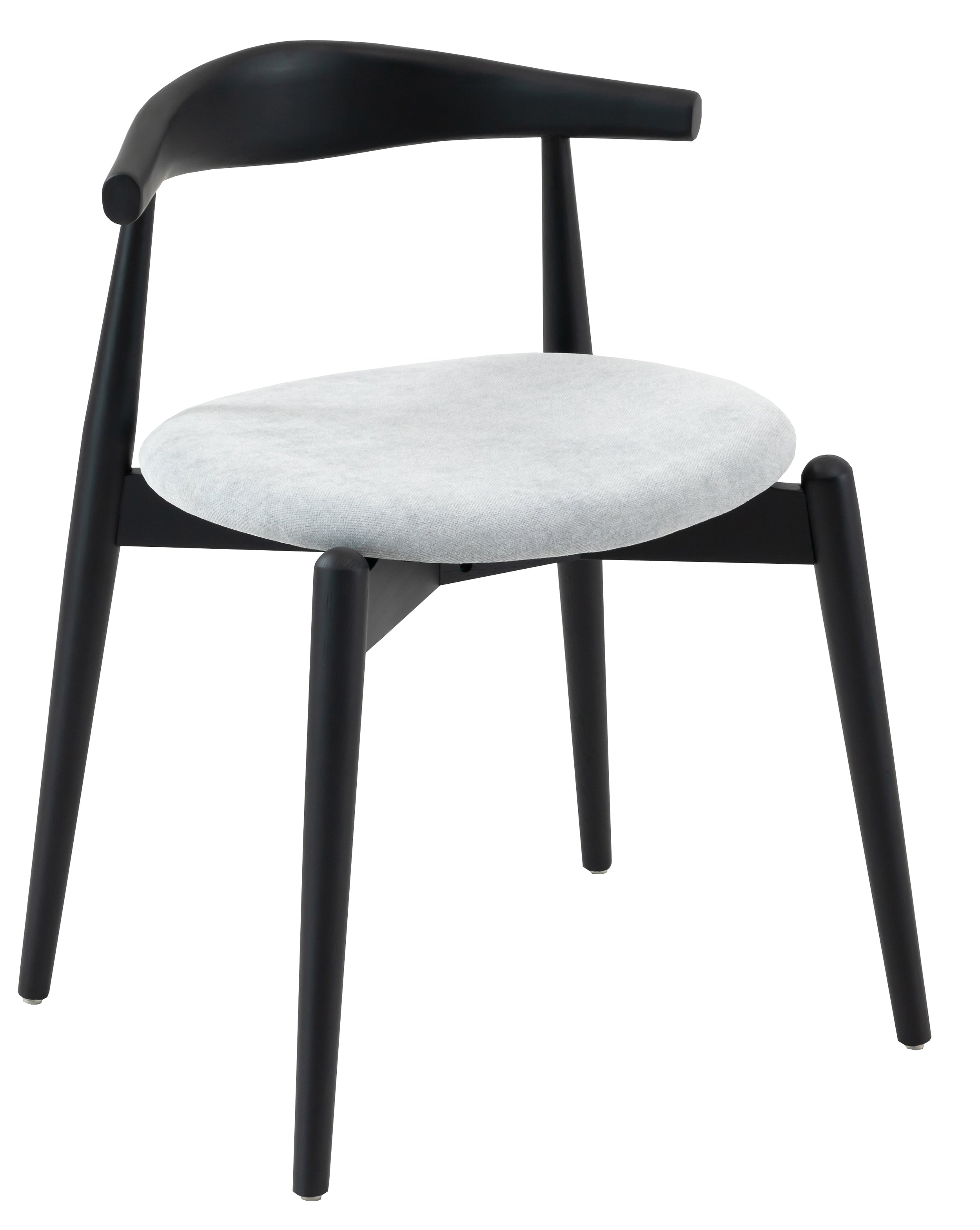 Holzstuhl für das Esszimmer Dinesse mit pflegeleichtem Stoff in grauem Chenille/Schwarz
