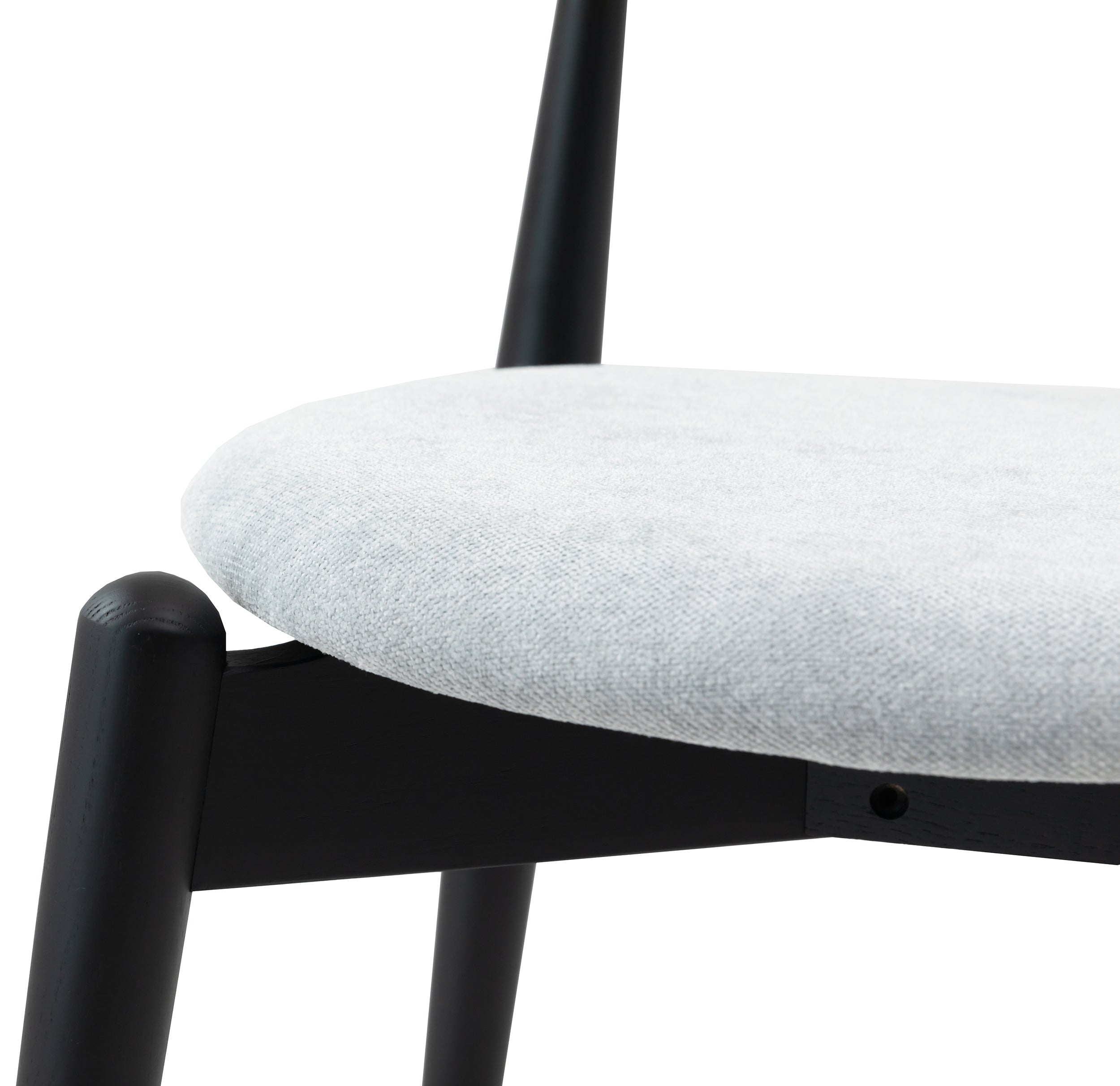 Holzstuhl für das Esszimmer Dinesse mit pflegeleichtem Stoff in grauem Chenille/Schwarz