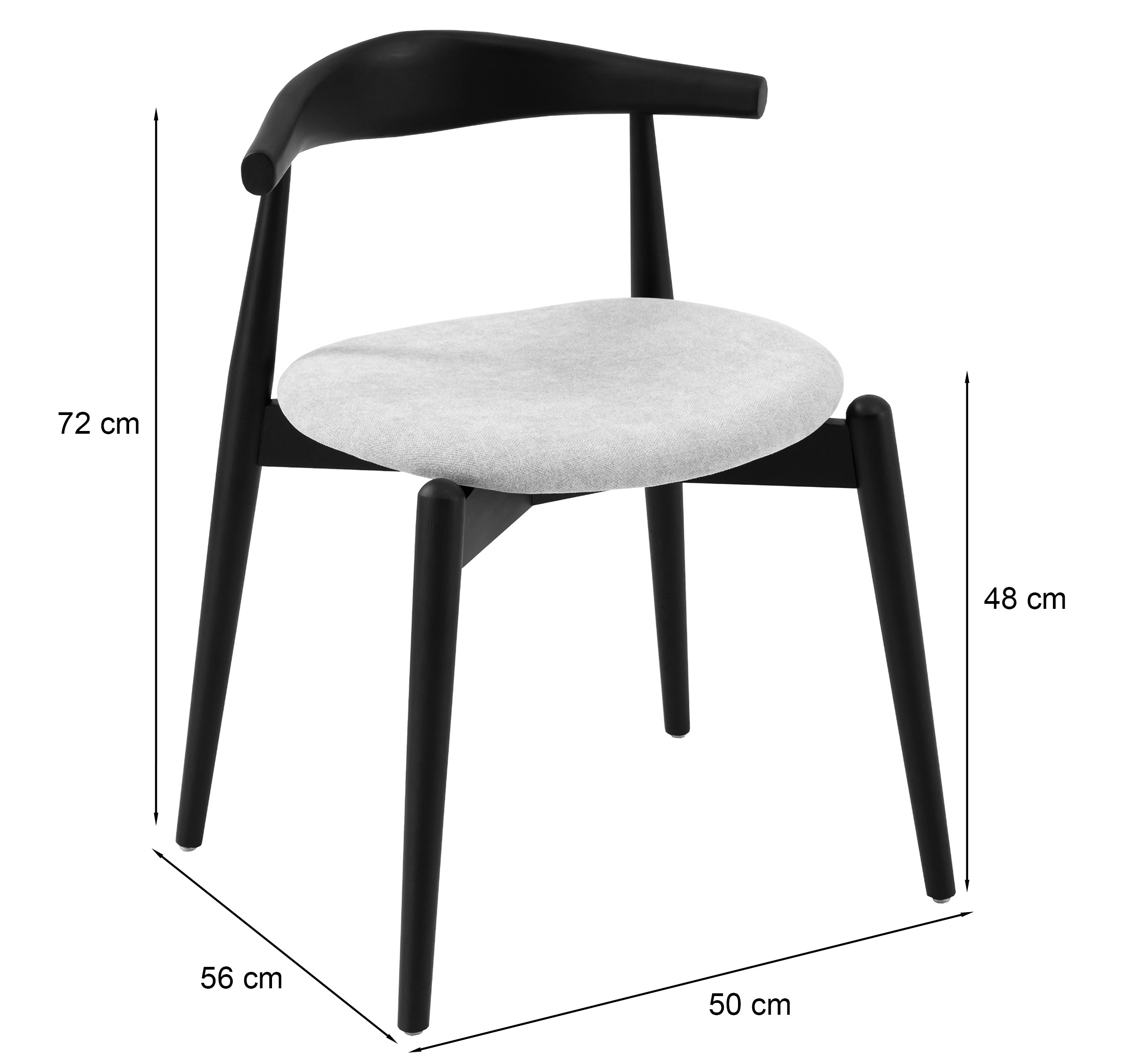 Holzstuhl für das Esszimmer Dinesse mit pflegeleichtem Stoff in beige Chenille/schwarz