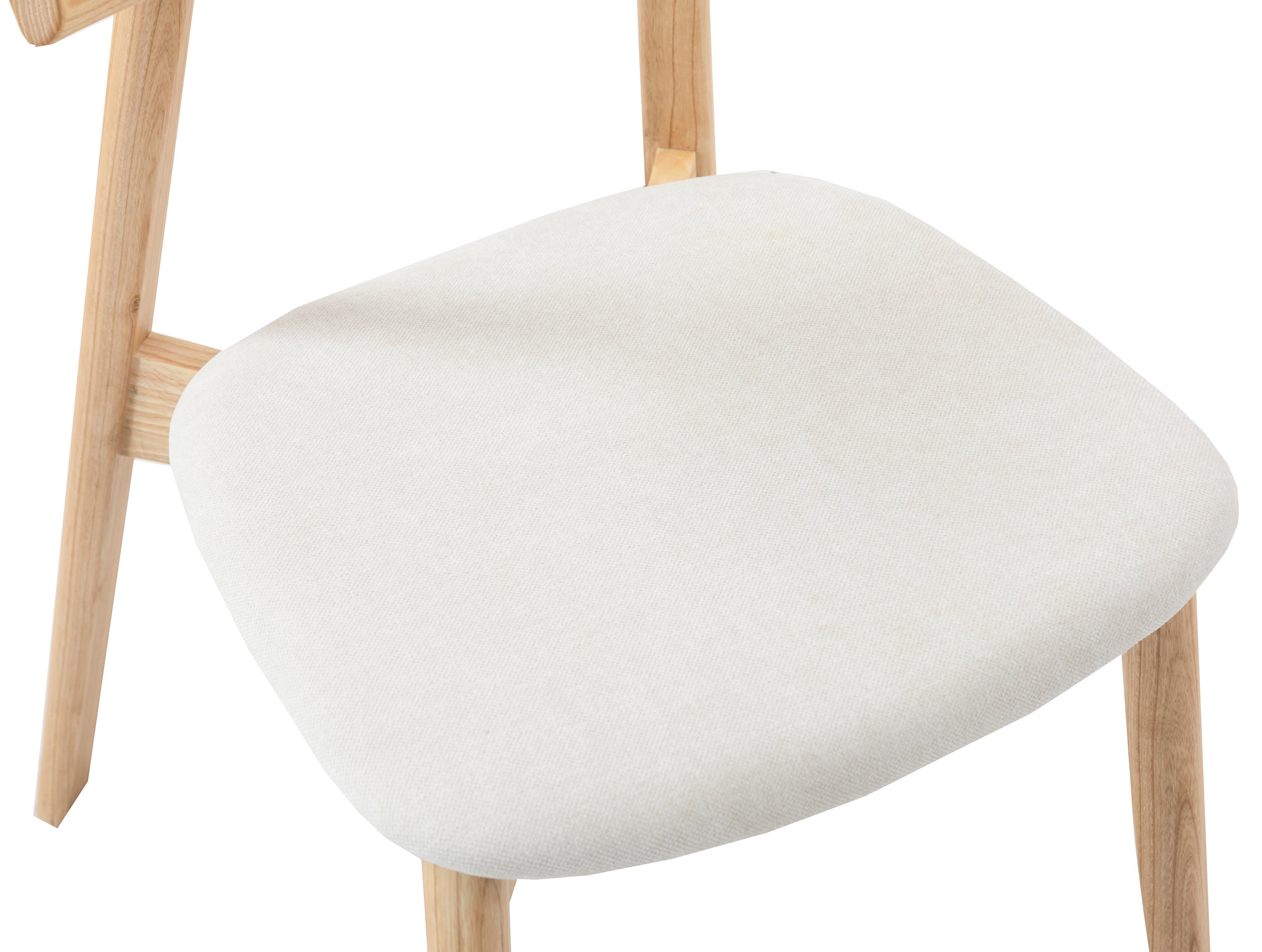 Holzstuhl für das Esszimmer Delify mit leicht zu reinigendem Stoff in cremefarbenem Chenille/natürliche Eiche