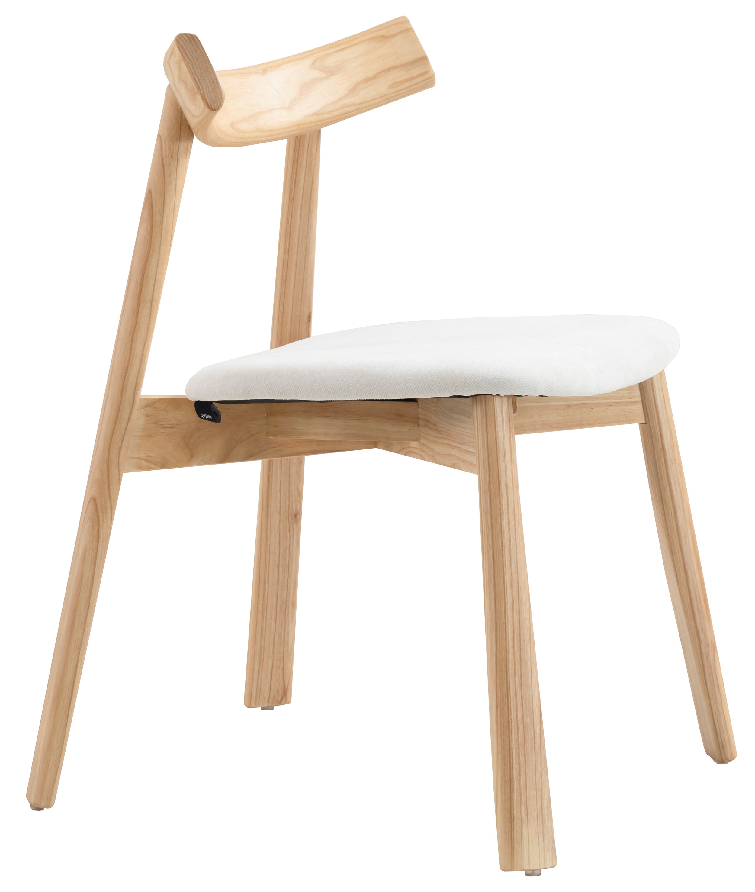 Holzstuhl für das Esszimmer Delify mit leicht zu reinigendem Stoff in cremefarbenem Chenille/natürliche Eiche