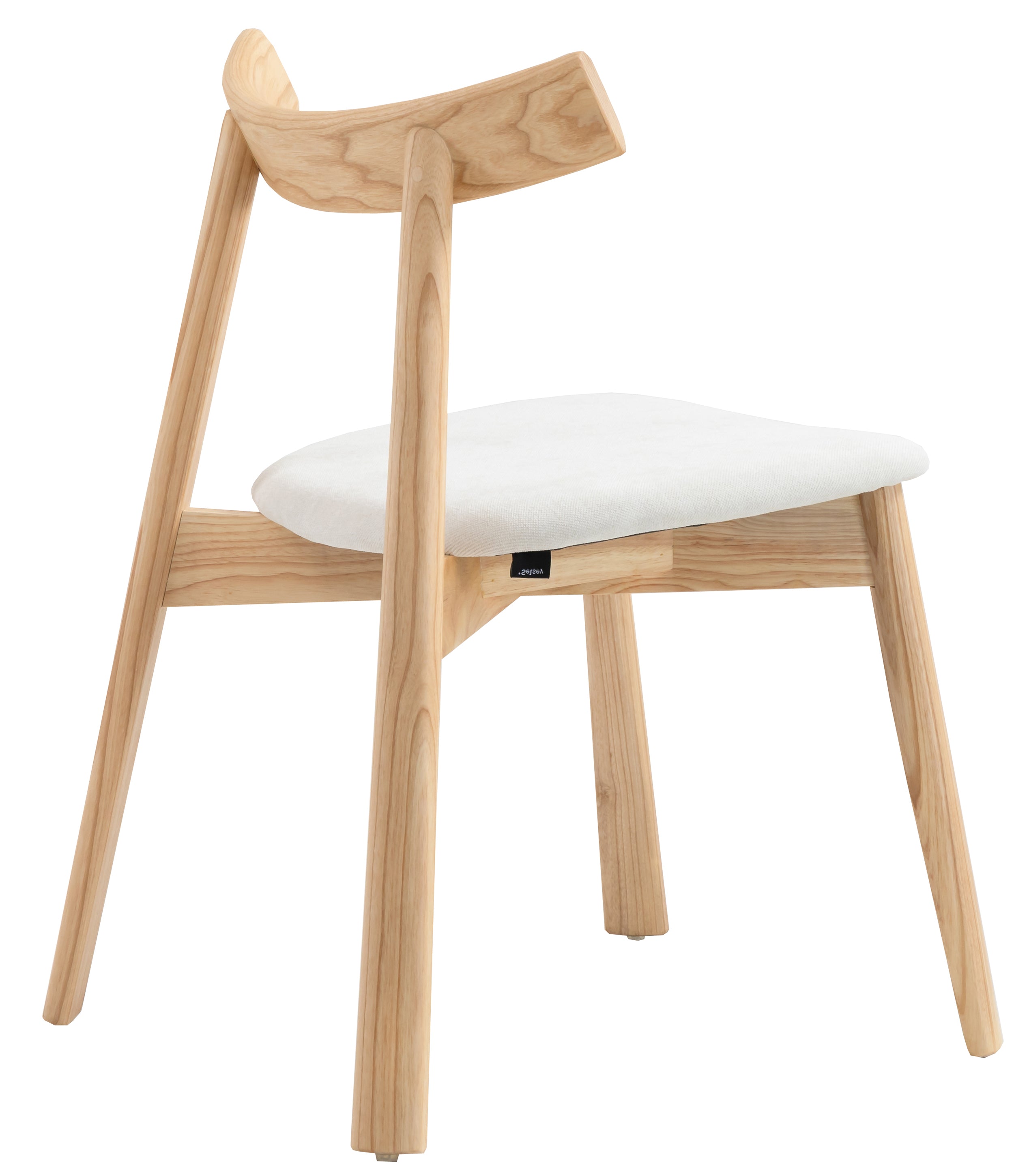 Holzstuhl für das Esszimmer Delify mit leicht zu reinigendem Stoff in cremefarbenem Chenille/natürliche Eiche