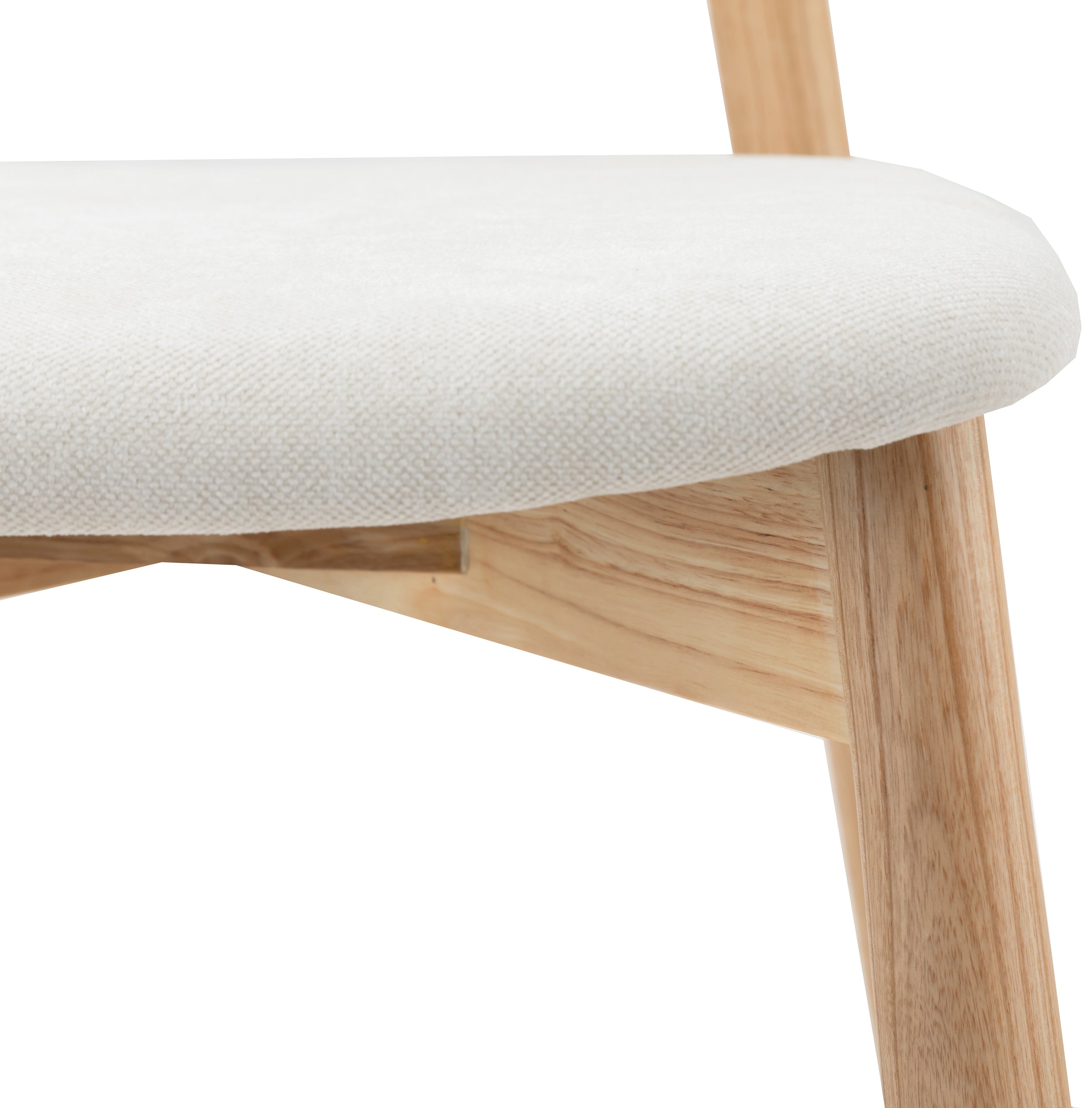 Holzstuhl für das Esszimmer Delify mit leicht zu reinigendem Stoff in cremefarbenem Chenille/natürliche Eiche