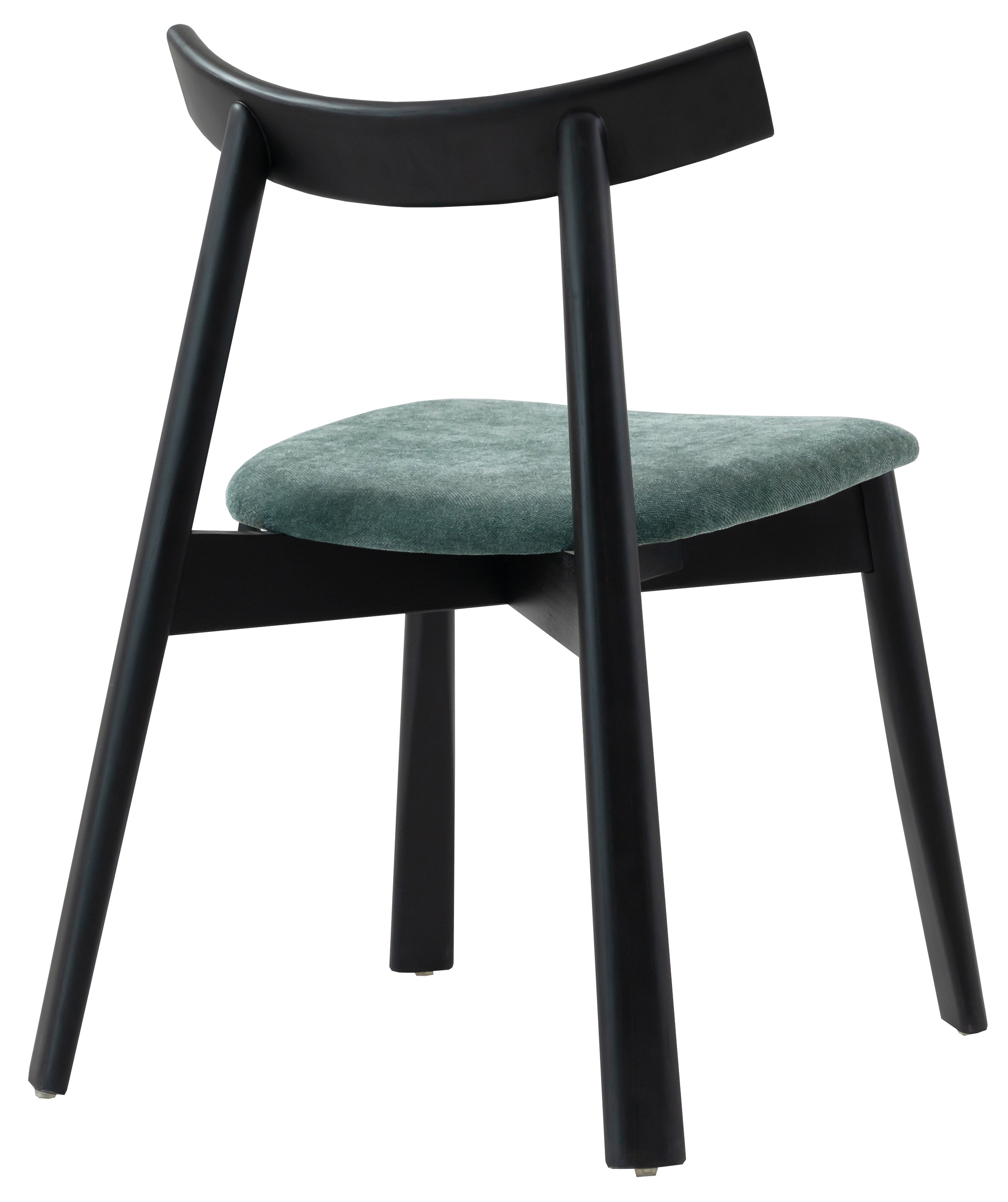 Holzstuhl für das Esszimmer Delify mit leicht zu reinigendem Stoff in dunkelgrünem Chenille/Schwarz