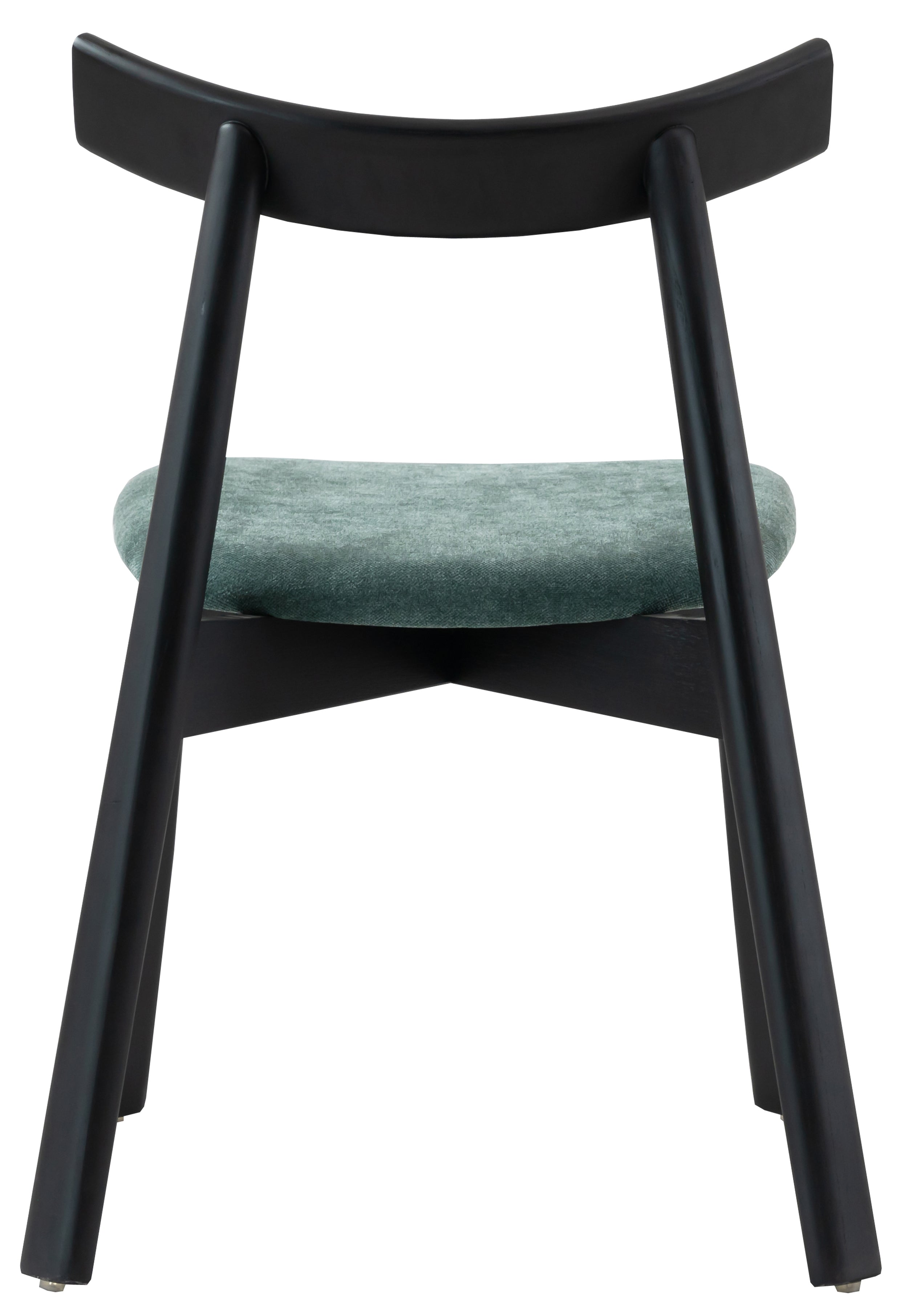 Holzstuhl für das Esszimmer Delify mit leicht zu reinigendem Stoff in dunkelgrünem Chenille/Schwarz