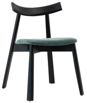 Holzstuhl für das Esszimmer Delify mit leicht zu reinigendem Stoff in dunkelgrünem Chenille/Schwarz