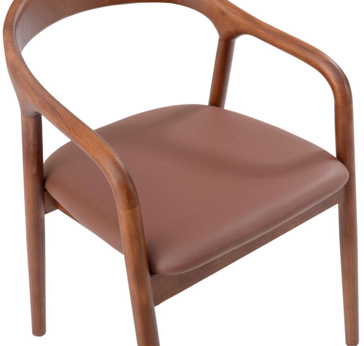 Holzstuhl für Esszimmer Battione braunes Kunstleder/Nussbaum