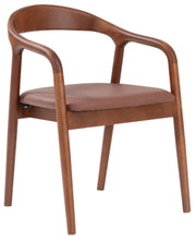 Holzstuhl für Esszimmer Battione braunes Kunstleder/Nussbaum