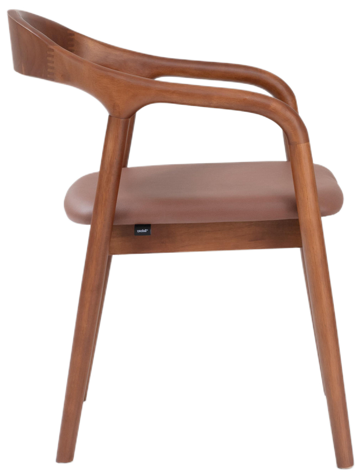 Holzstuhl für Esszimmer Battione braunes Kunstleder/Nussbaum