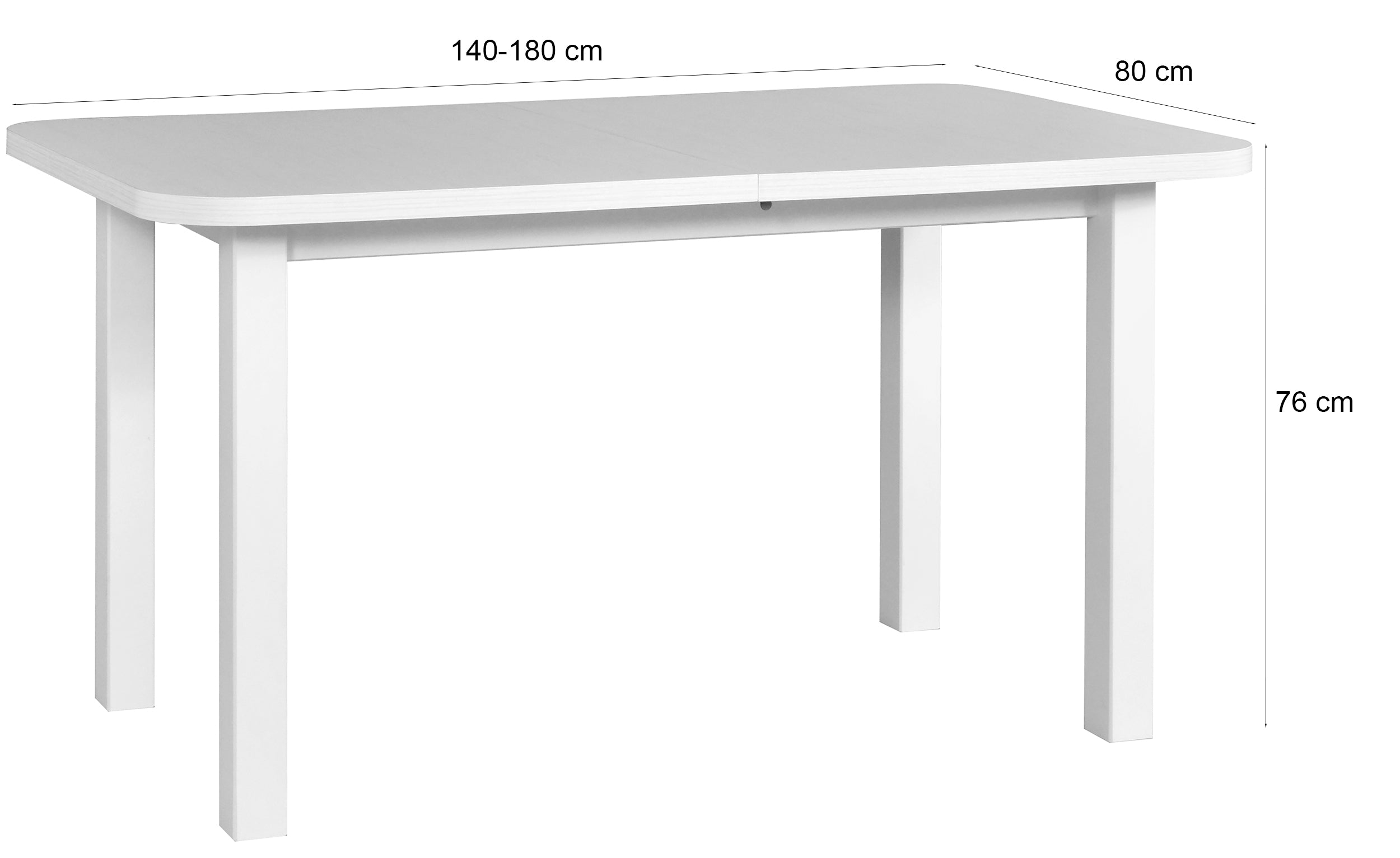 Ausziehbarer Esstisch aus Holz Reeveli 140-180x80 cm weiß