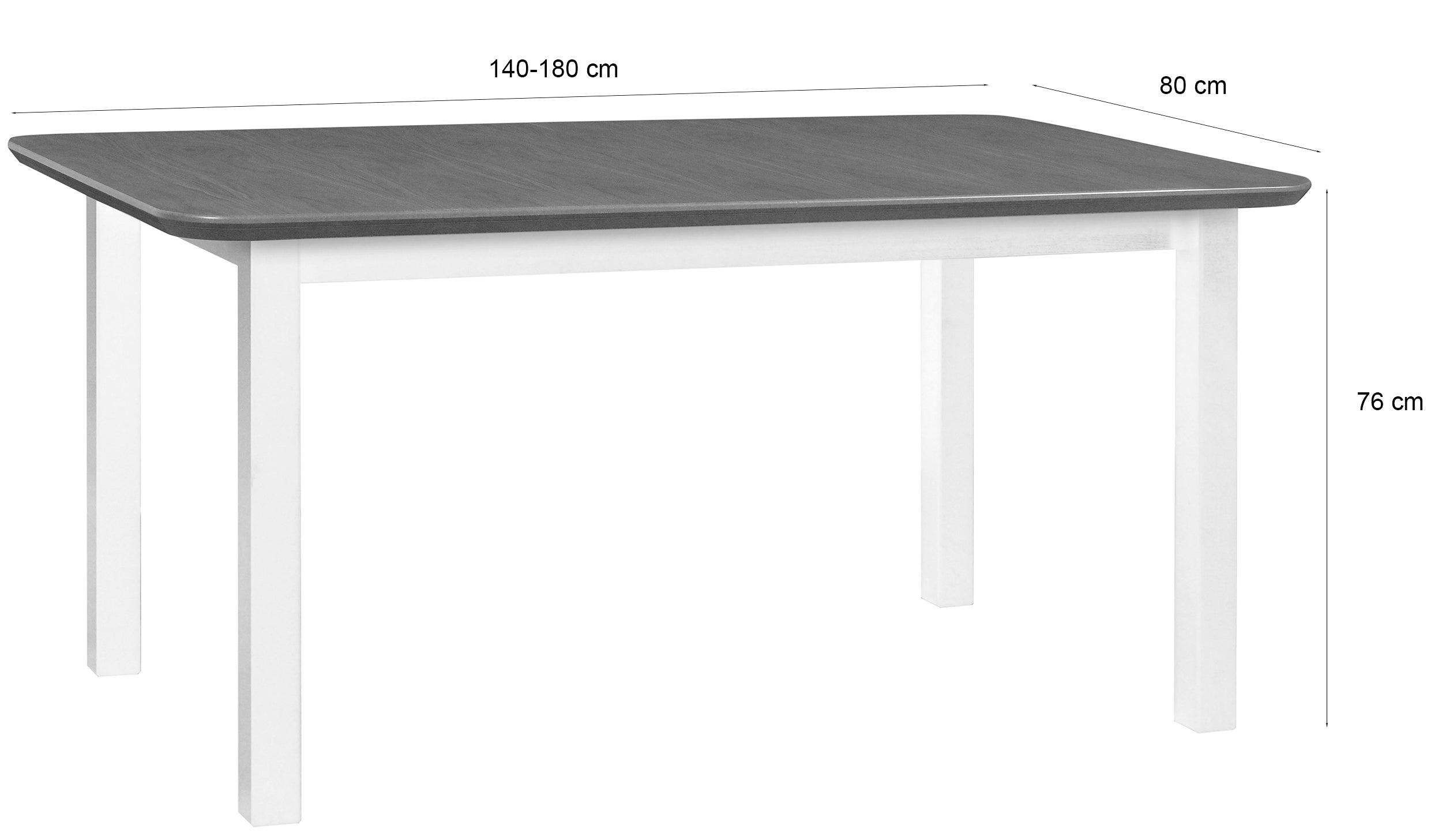 Ausziehbarer Esstisch aus Holz Cobride 140-180x80 cm Weiß/Natur-Eiche