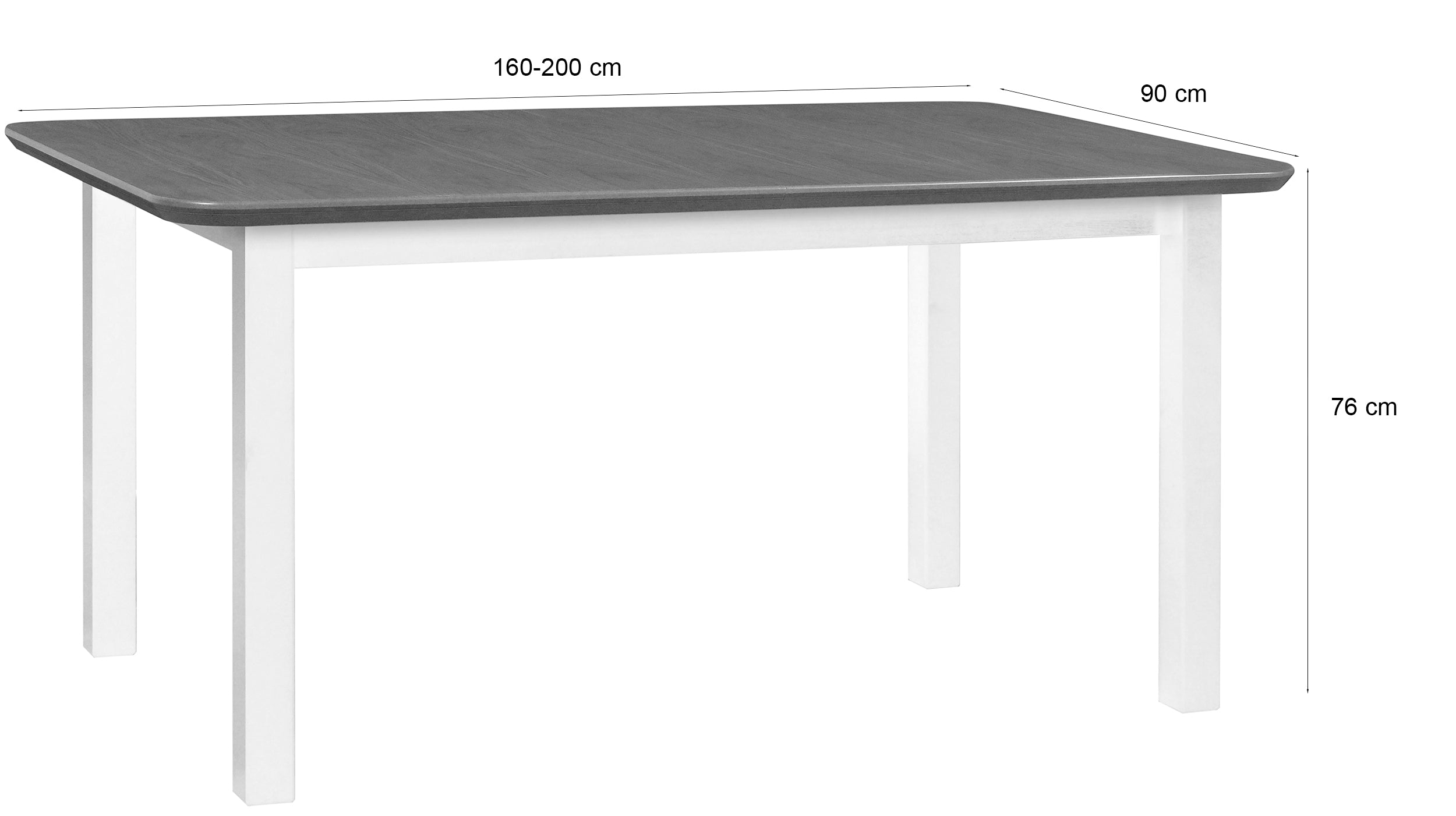 Ausziehbarer Esstisch aus Holz Cobride 160-200x90 cm Weiß/Natur-Eiche
