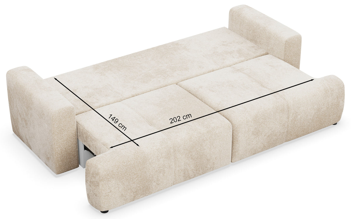 Dreisitziges Schlafsofa Cobbly mit Stauraum, brauner Chenille