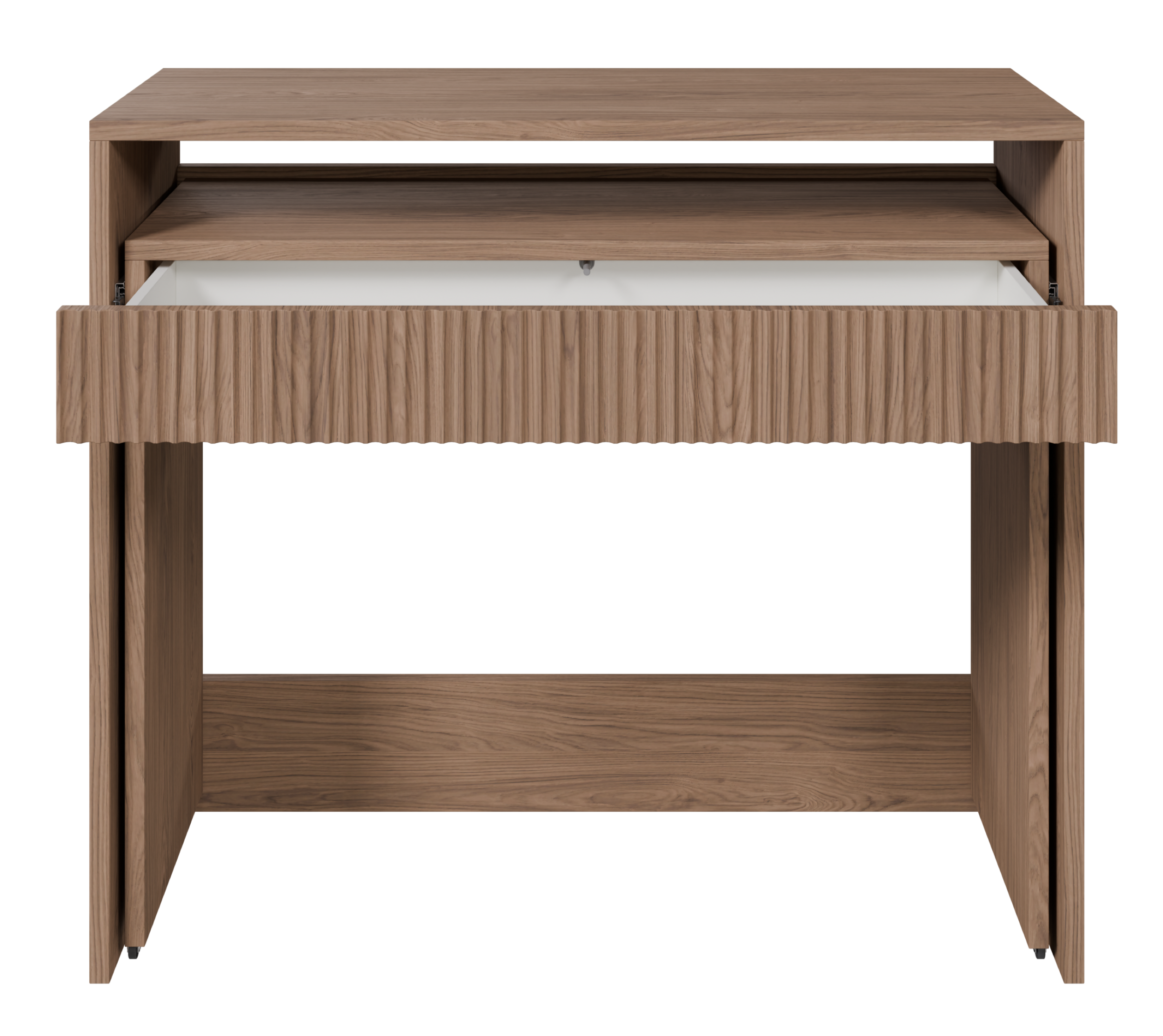 Ausziehbarer Schreibtisch Zoom mit Schublade und Rillen, 98 cm, Eiche Casella