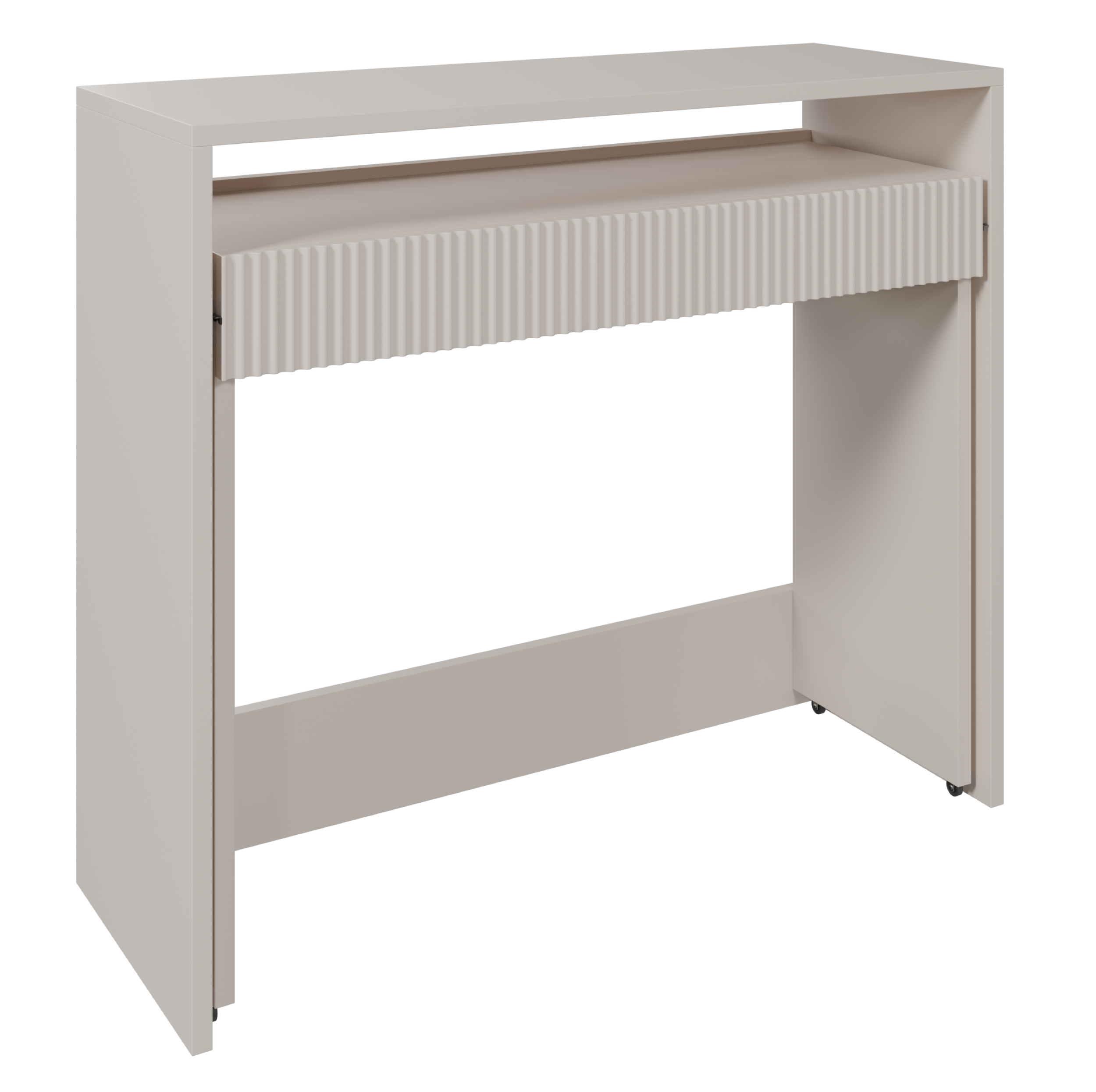 Ausziehbarer Schreibtisch Zoom mit Schublade und Rillen, 98 cm, Kaschmir
