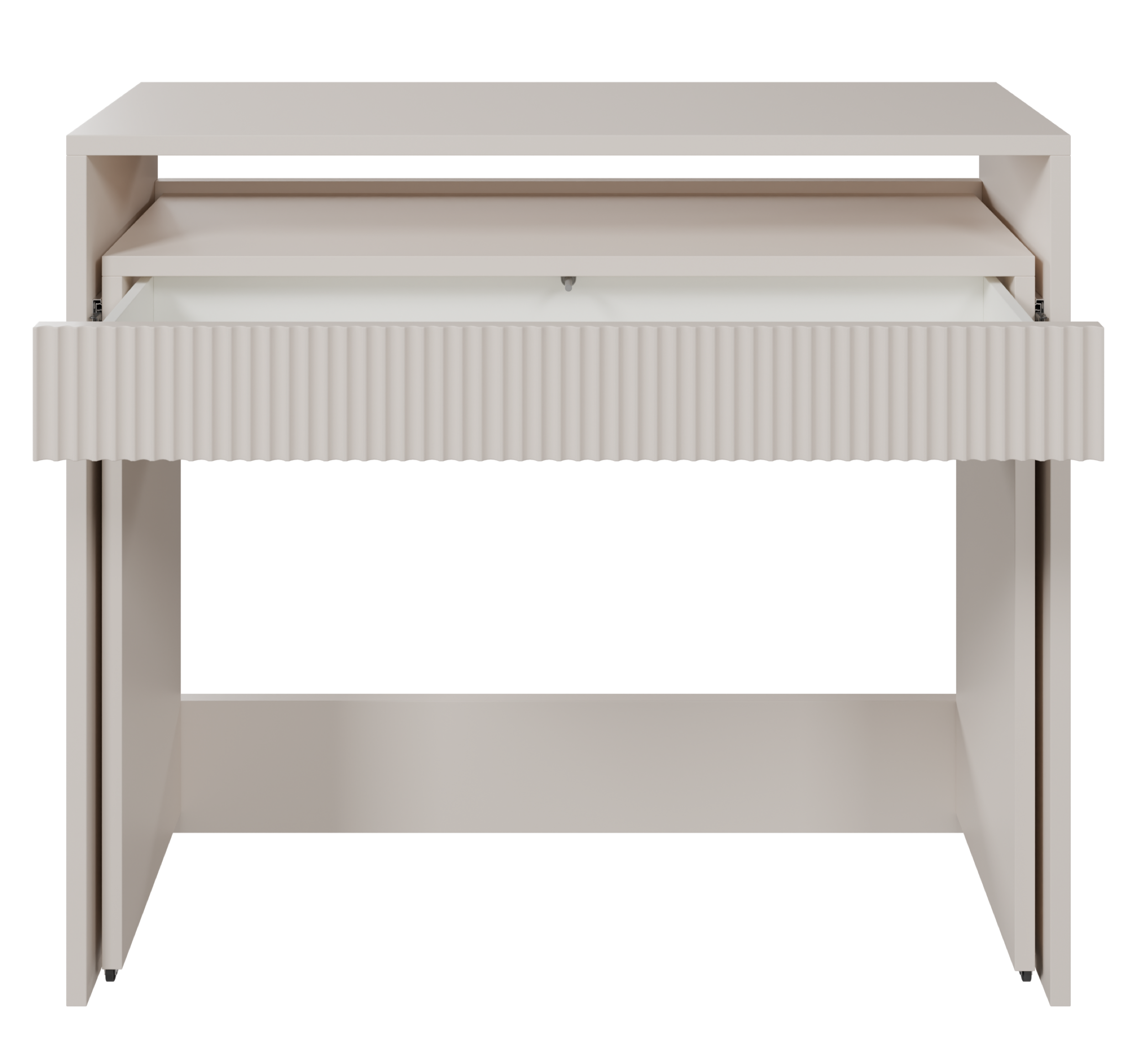 Ausziehbarer Schreibtisch Zoom mit Schublade und Rillen, 98 cm, Kaschmir